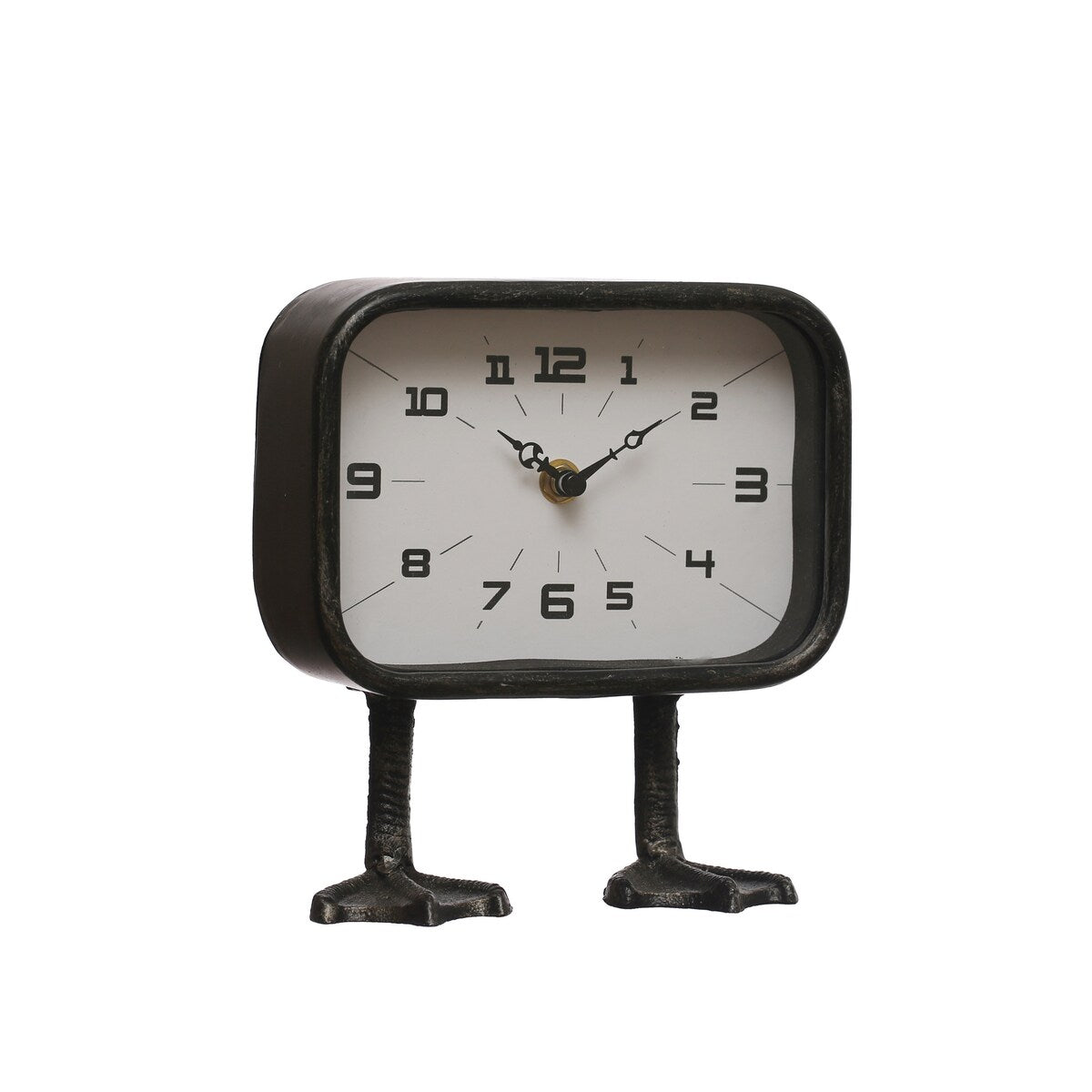 Metal Standing Clock with Duck Feet - 6.9L x 3.8W x 7.6H