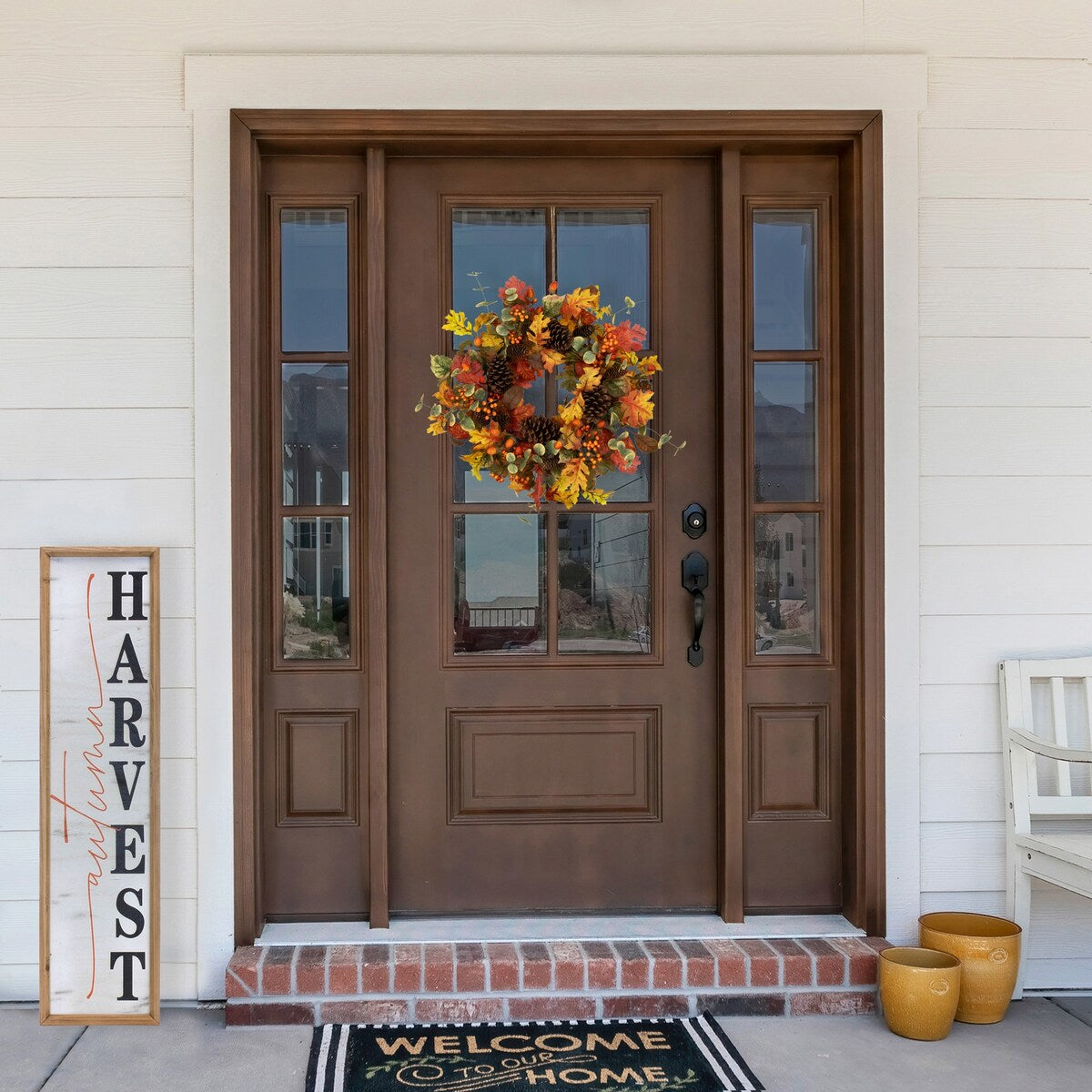 Berries and Pinecones Artificial Fall Harvest Wreath - 26 - Unlit