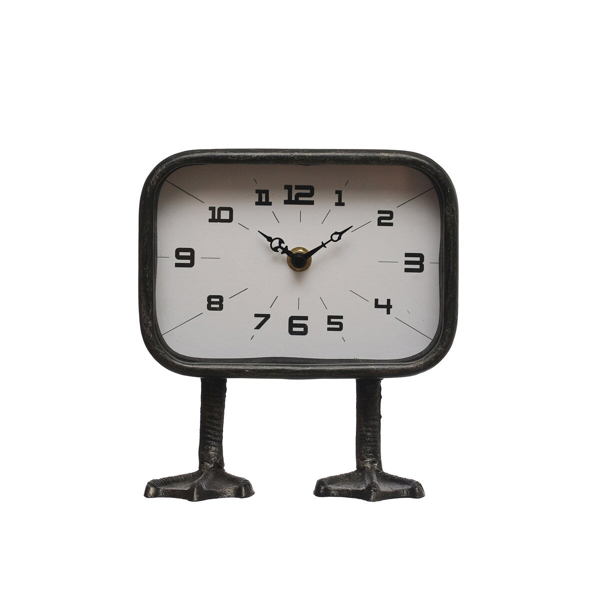 Metal Standing Clock with Duck Feet - 6.9L x 3.8W x 7.6H