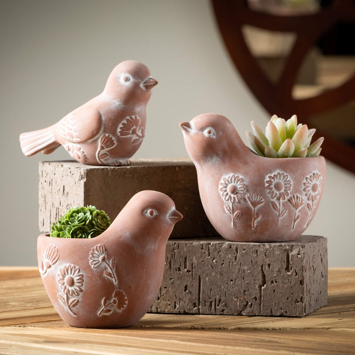 Sullivans 3.5 Terracotta Bird Figurine Set of 2