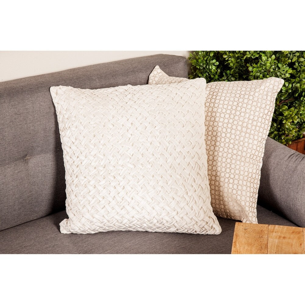 Modern 20 x 20 Inch Square White Smocking Work Pillow