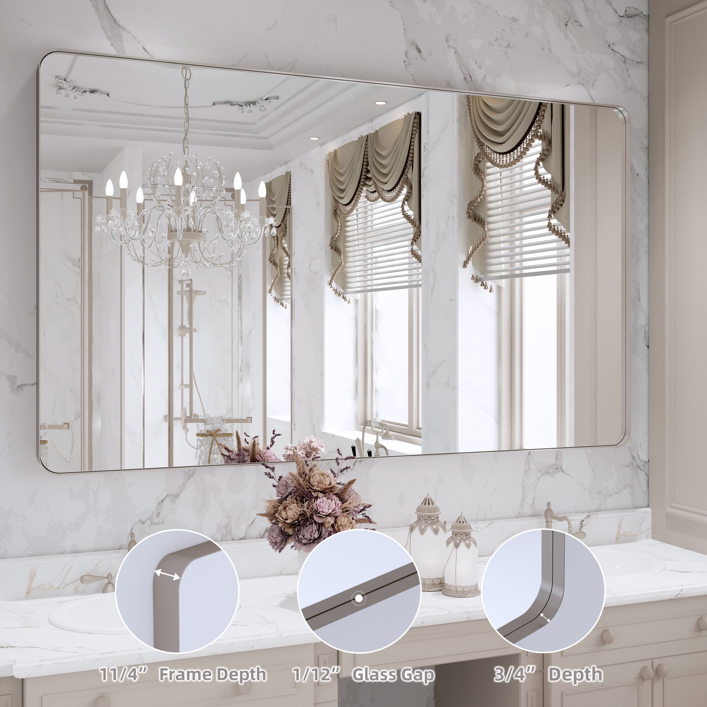 QuivaraView Rectangular Aluminum Framed Bathroom Vanity Mirror