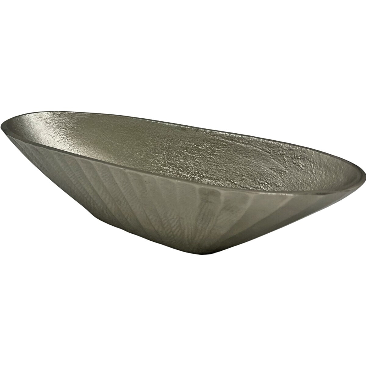 16 Inch Wide Decorative Handmade Aluminum Modern Oval Bowl - 16 x 5 x 4 in