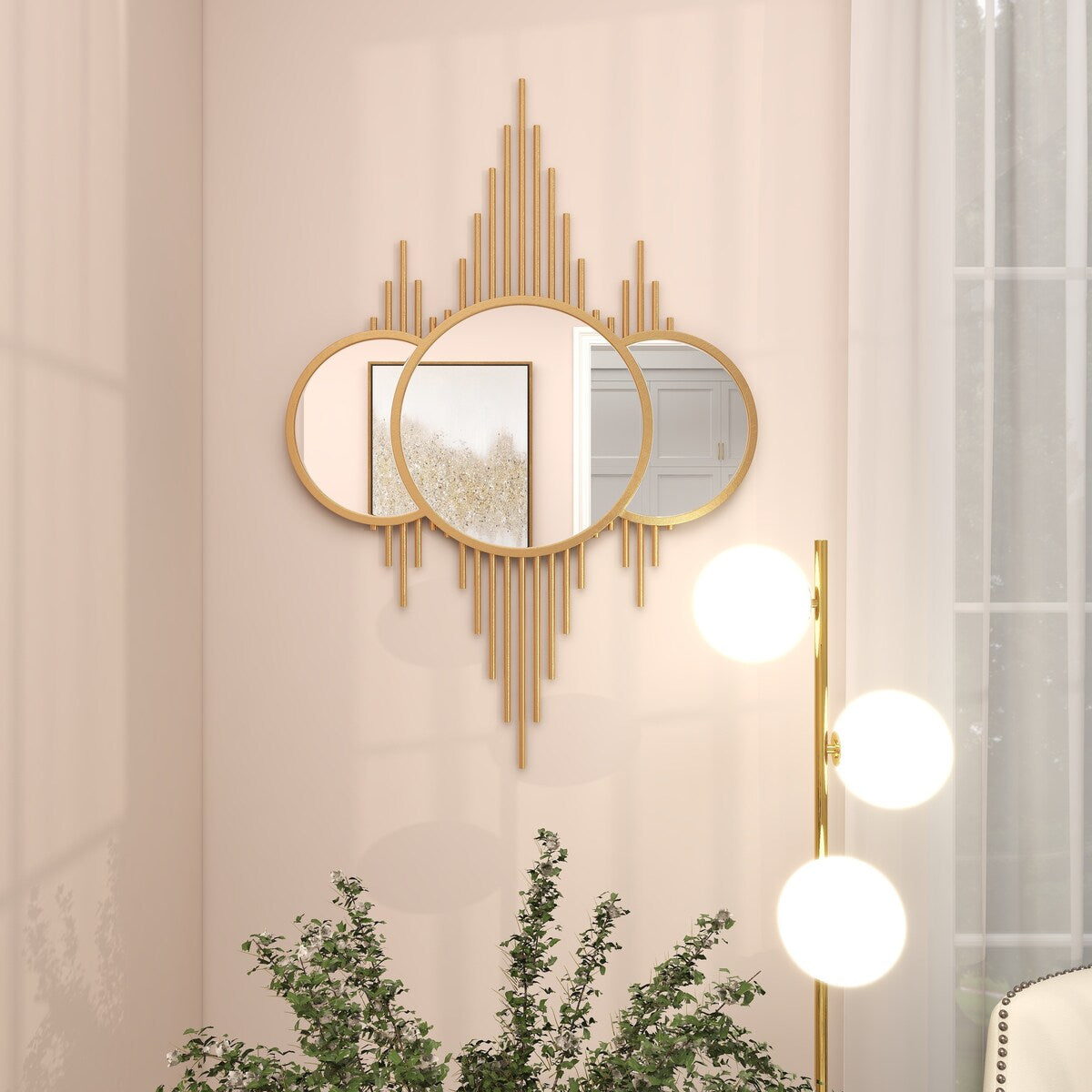 Metal Room Wall Mirror - Gold - CosmoLiving by Cosmopolitan