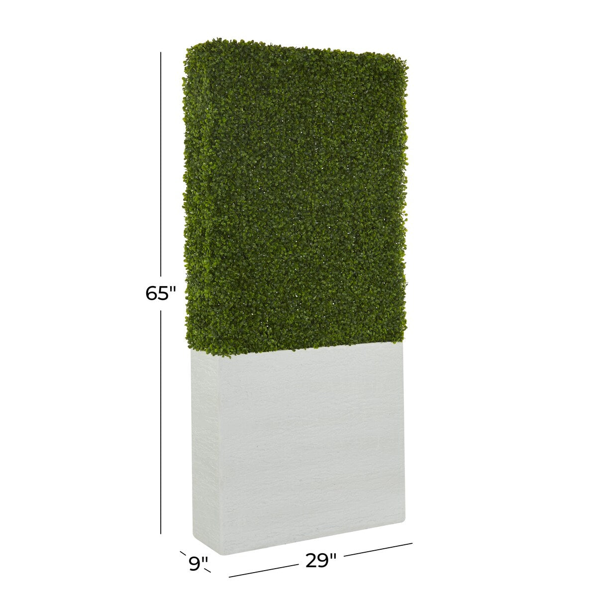 Faux Foliage Boxwood Hedge Tall Topiary with Realistic Leaves and Black or White Planter Box - Green - Roche River Decor