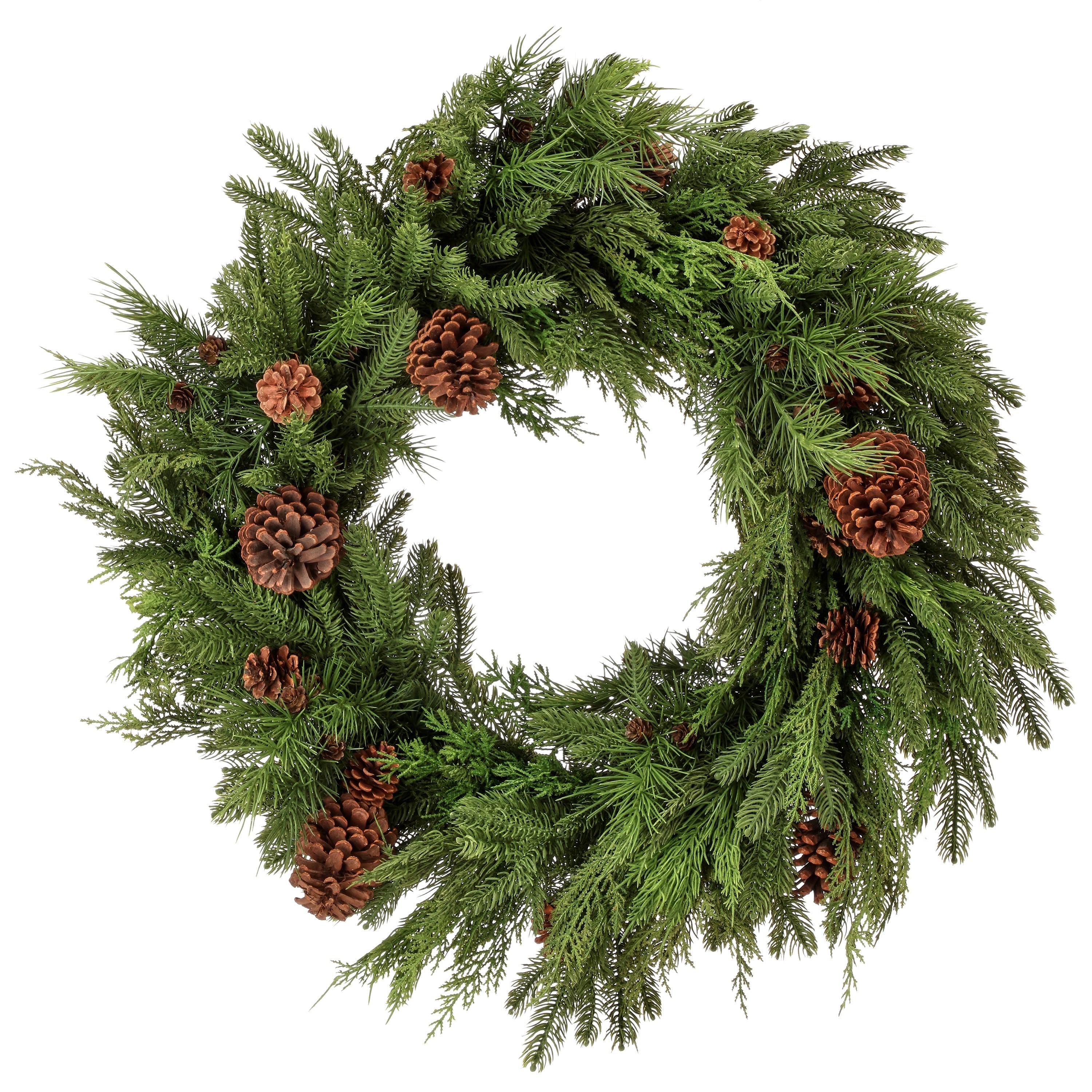 30 Natural Touch Mix Evergreen Wreath - Green - 30