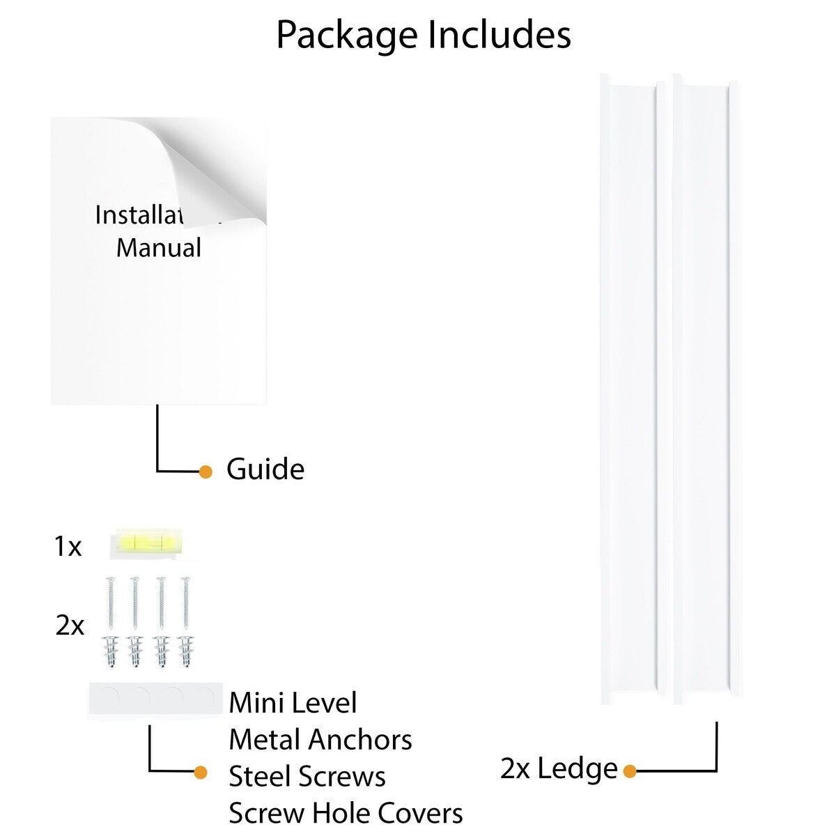 Wallniture Denver 56 Inch Floating Shelves, White Picture Ledge (Set of 2)