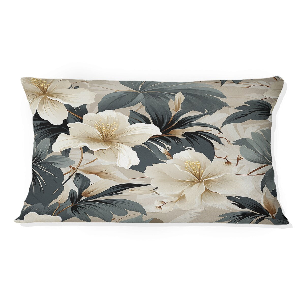 Designart Monochrome Serenity Tropical Pattern II Tropical Printed Throw Pillow