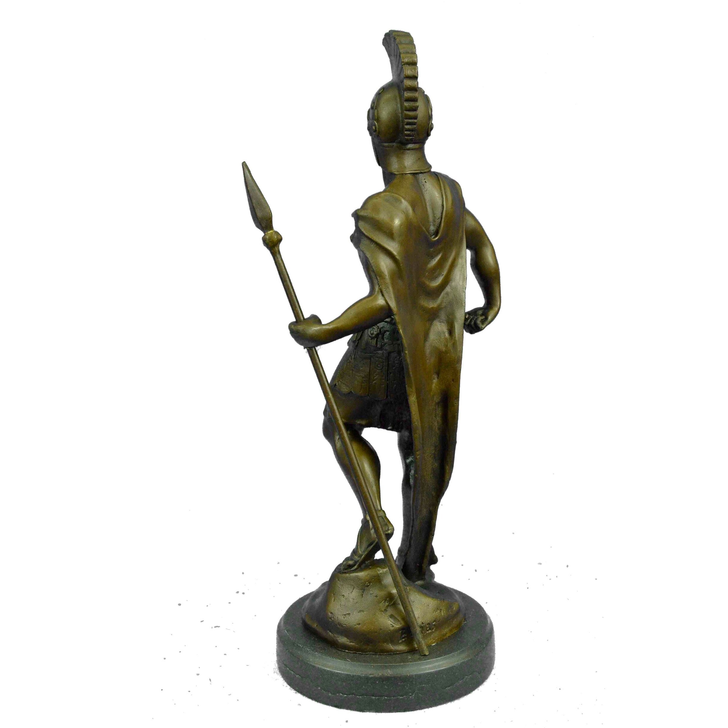 Vintage Signed Knight Warrior Bronze Statue Dalou Deco Sculpture Figurine Art