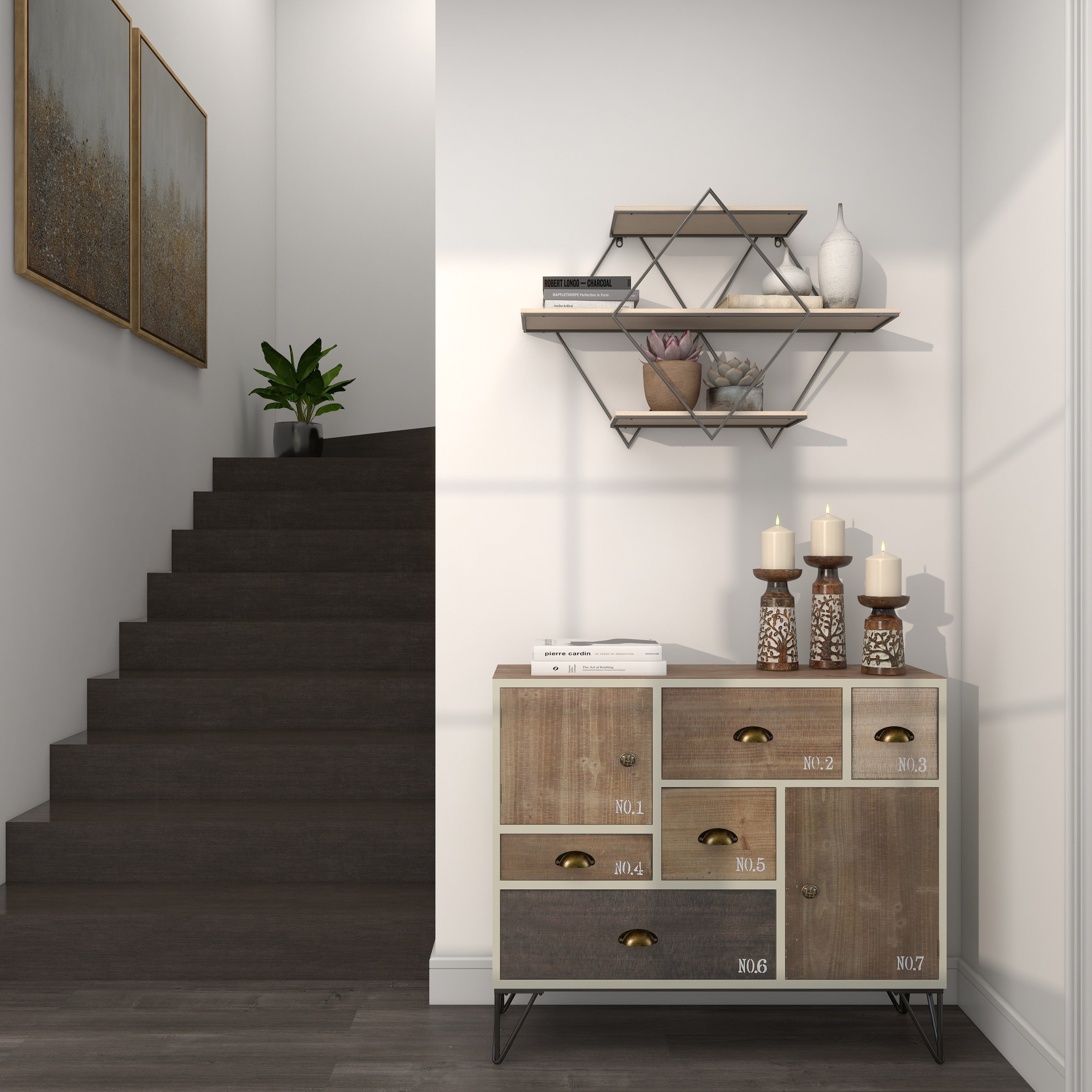 Brown MDF Contemporary Wall Shelf 20 x 30 x 7 - 30 x 7 x 20