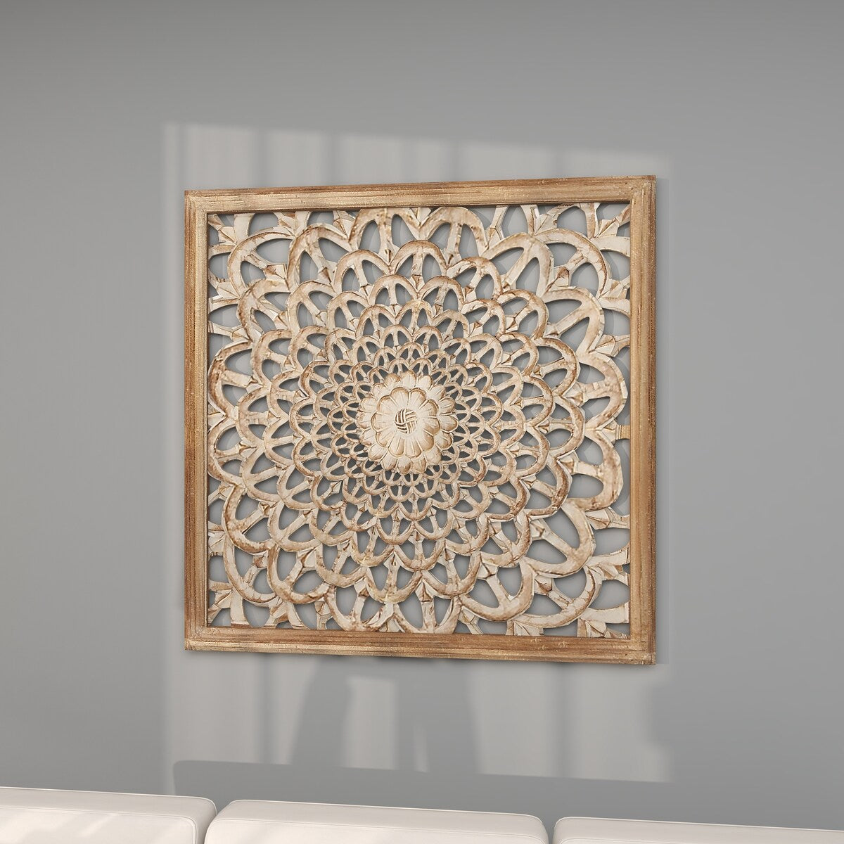 Wood Floral Handmade Intricately Carved Home Wall Decor with Layered Petals - Brown - Roche River Decor