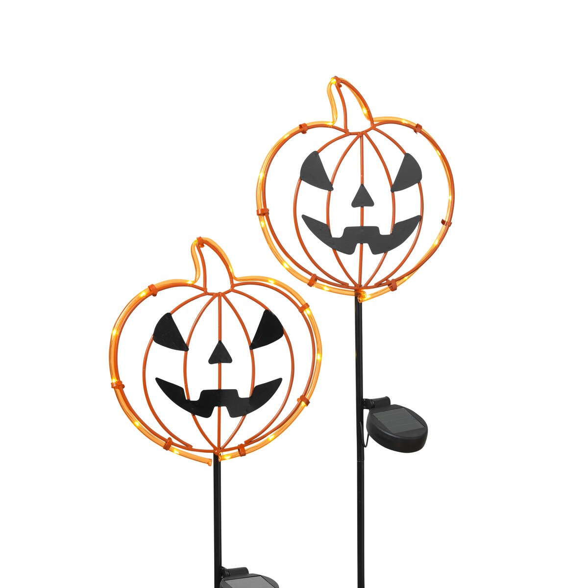 31.8 in. Solar Powered Illuminating Metal Halloween Pumpkin Face Yard Stake