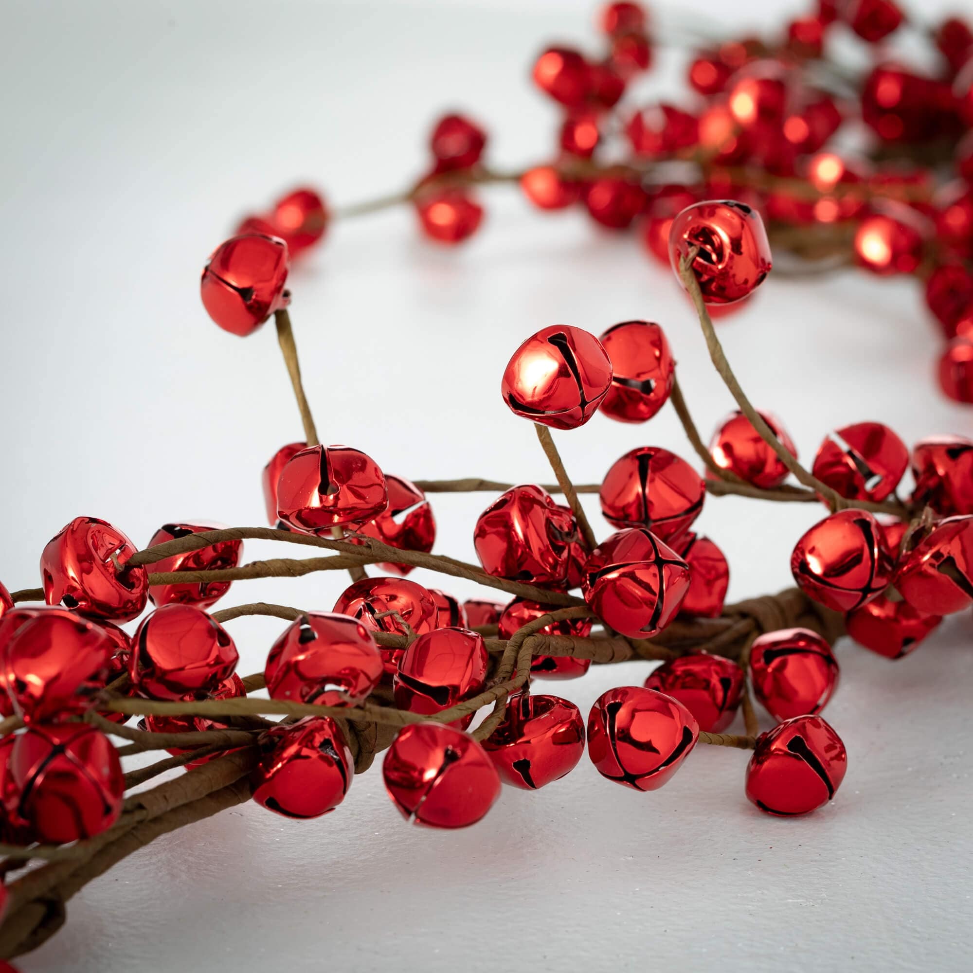 60L Sullivans Artificial Christmas Red Jingle Bell Garland, Red