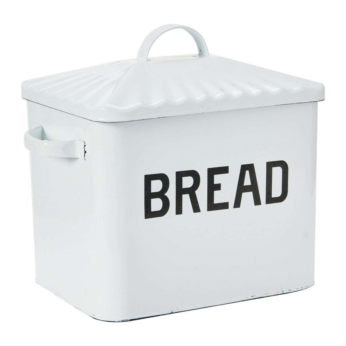 Enameled Metal Bread Box with Bread Message