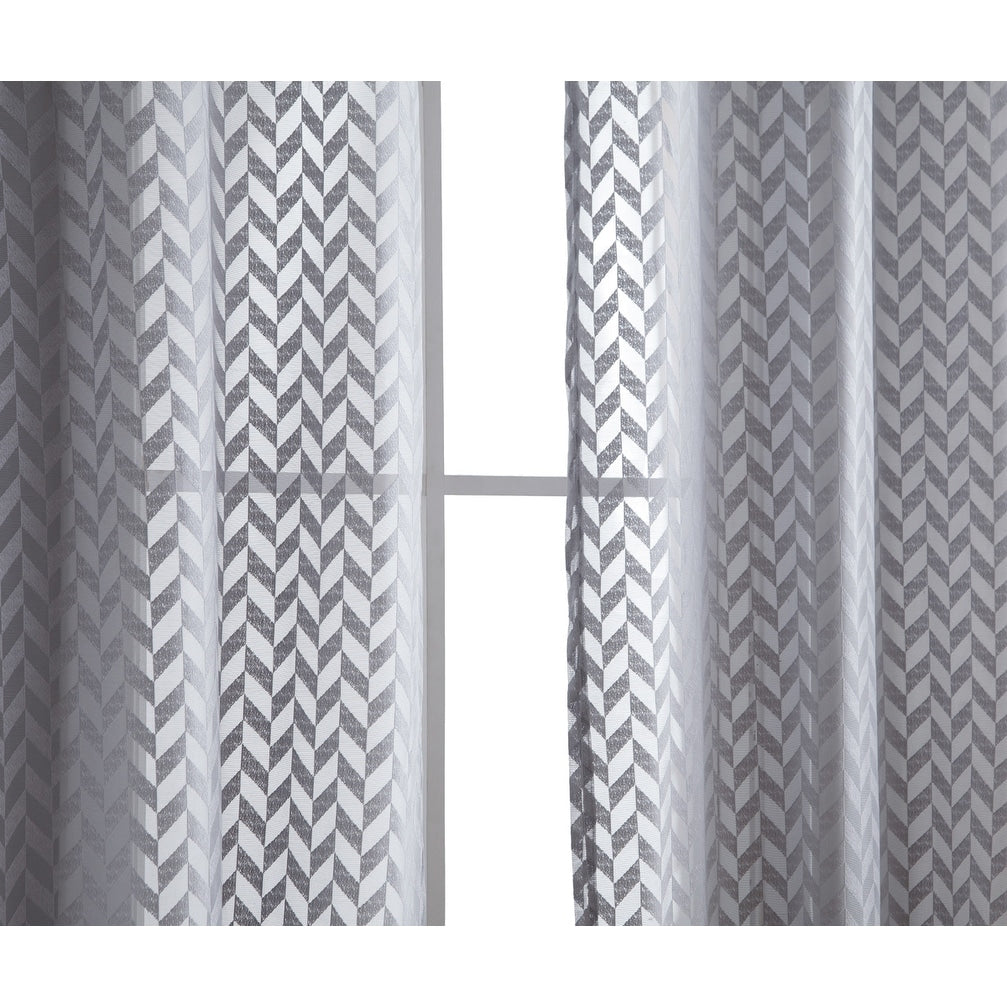 HLC.me Herringbone Lace Thick Semi Sheer Premium Grommet Top Window Curtain Panels Kids Room & Bedroom - Set of 2 Panels