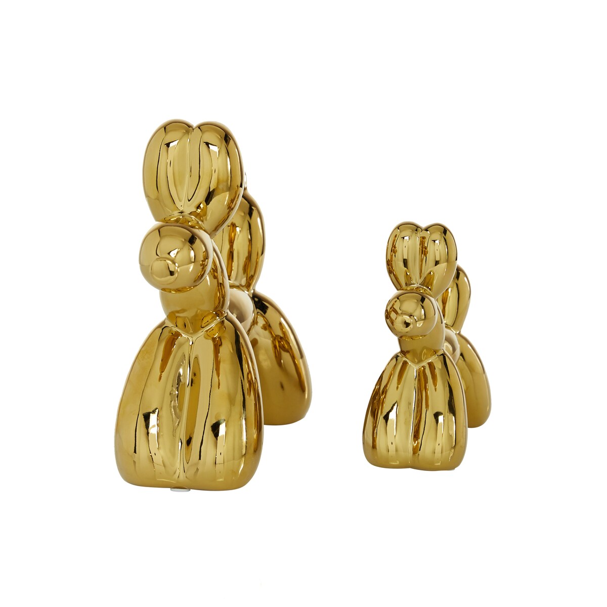 Porcelain Ceramic Dog Balloon Sculpture - Set of 2 Gold, White, black, Silver or Multi Colored - Roche River Decor