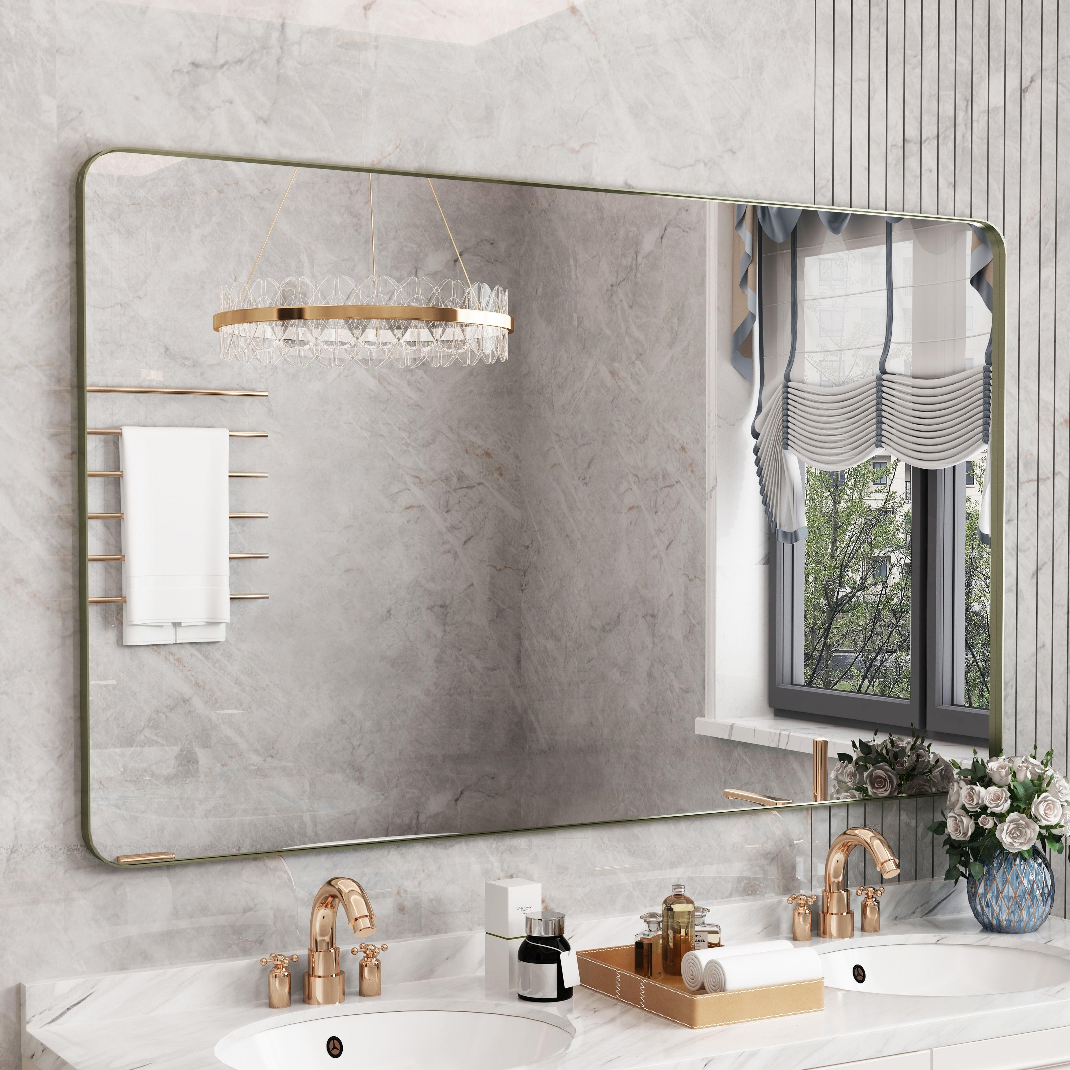 QuivaraView Rectangular Aluminum Framed Bathroom Vanity Mirror