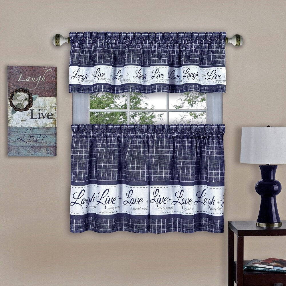 Live, Love, Laugh Window Curtain Tier Pair and Valance Set