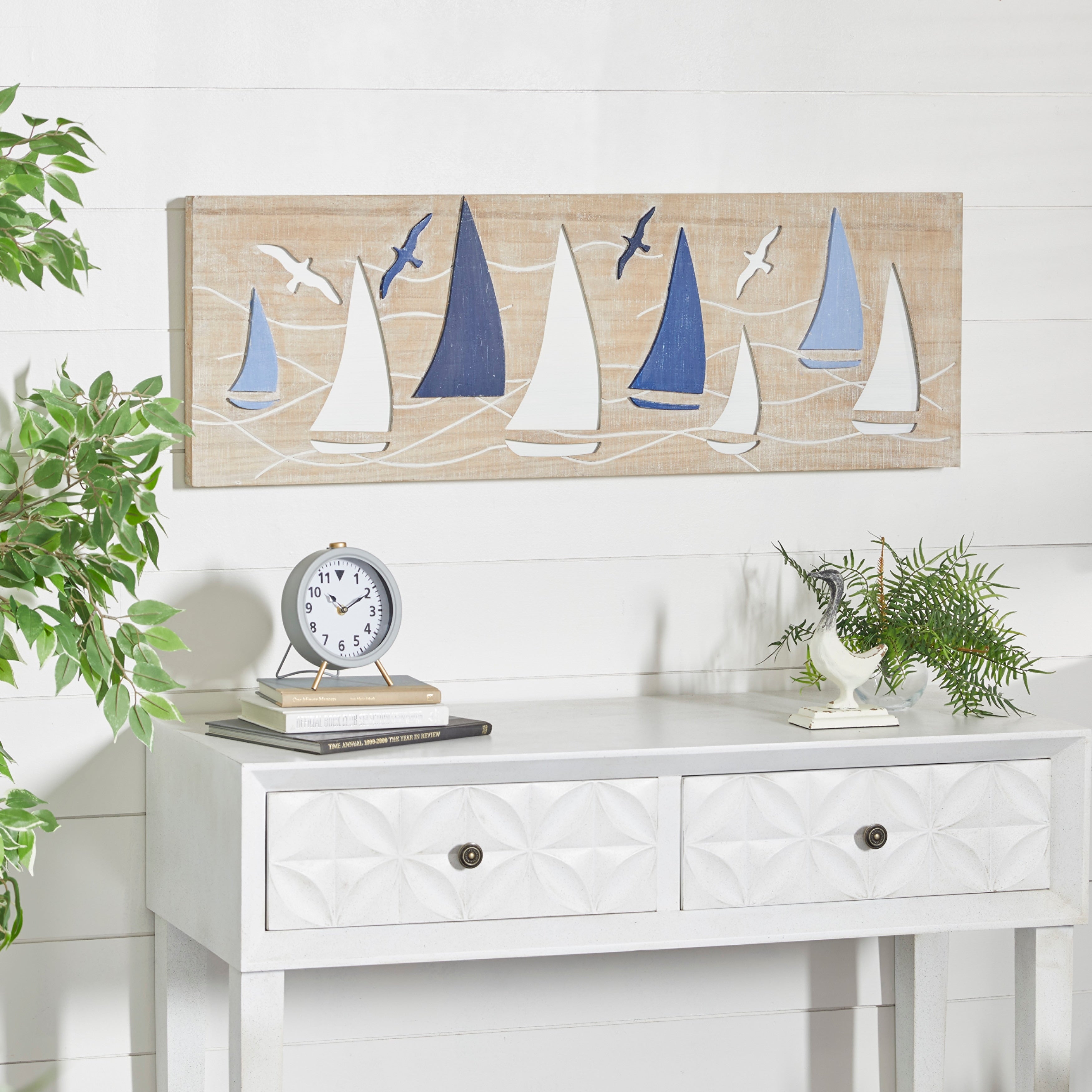 Brown Wood Sail Boat Home Wall Decor