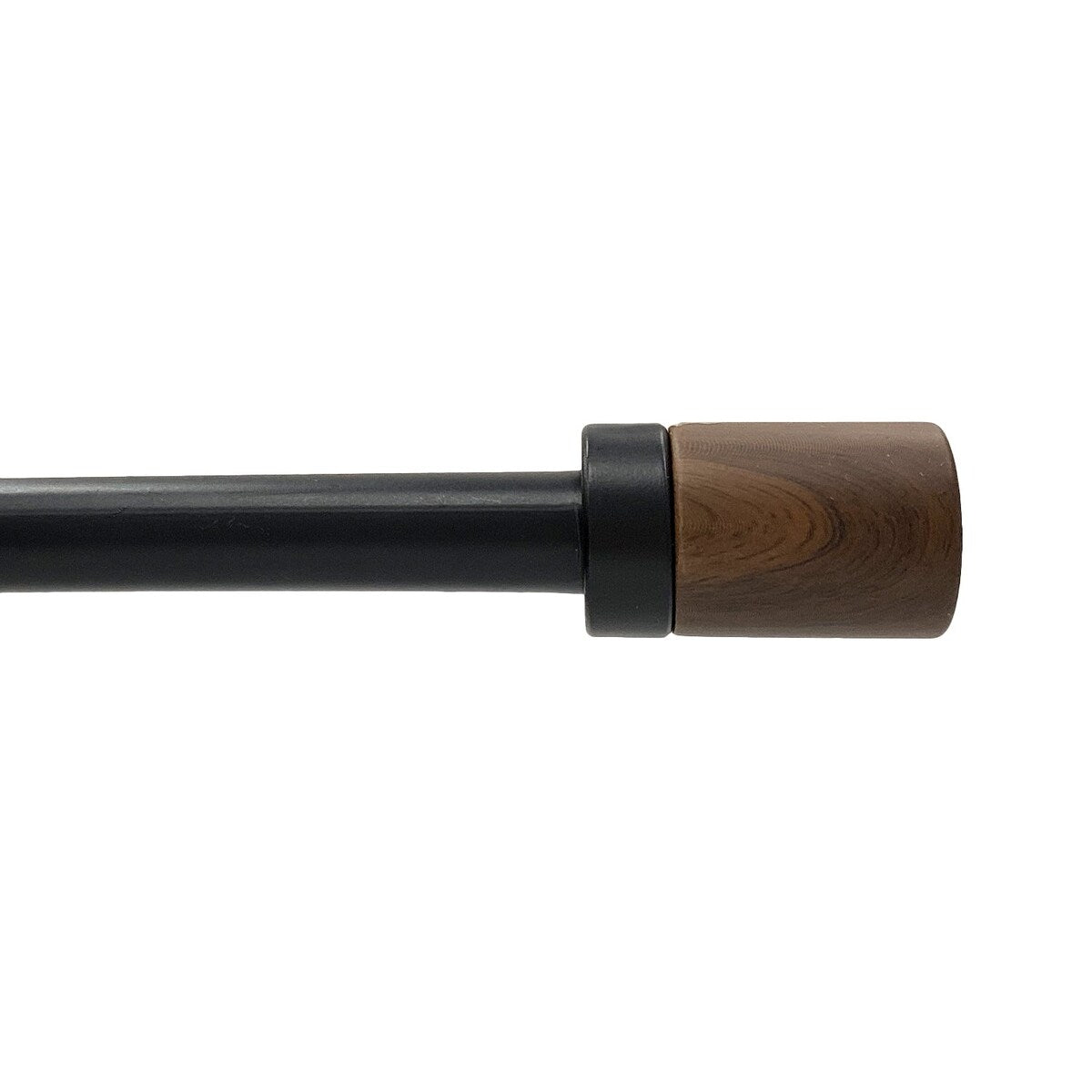 Lumi 3/4 Single Curtain Rod Matte Black- Maple Wood Cylinder finials