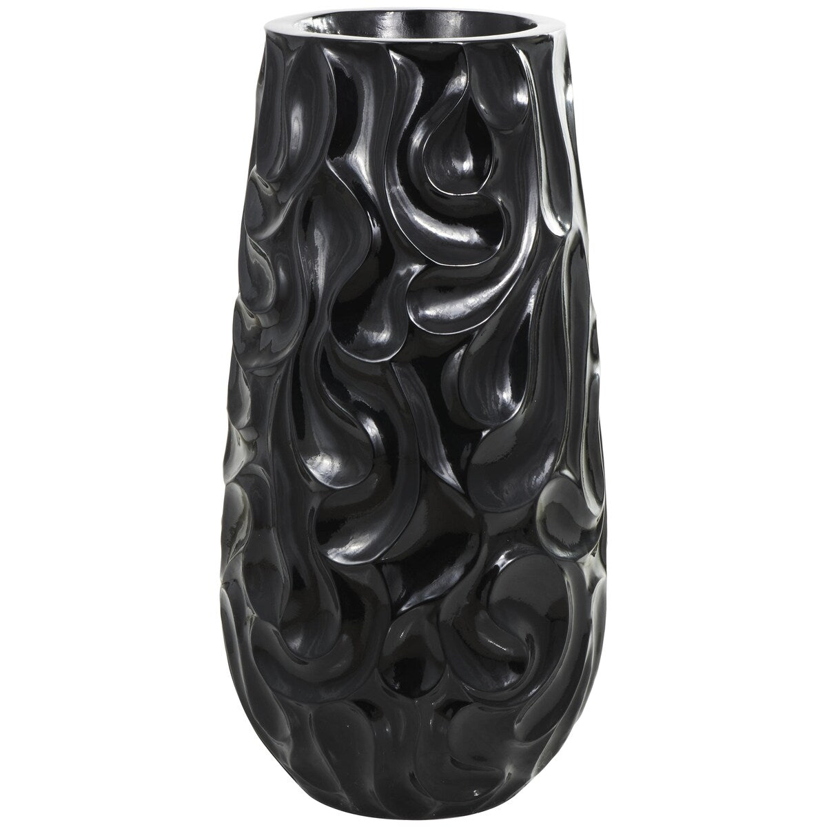 Resin Wave Inspired Textured Decorative Vase - White or Black - Roche River Decor