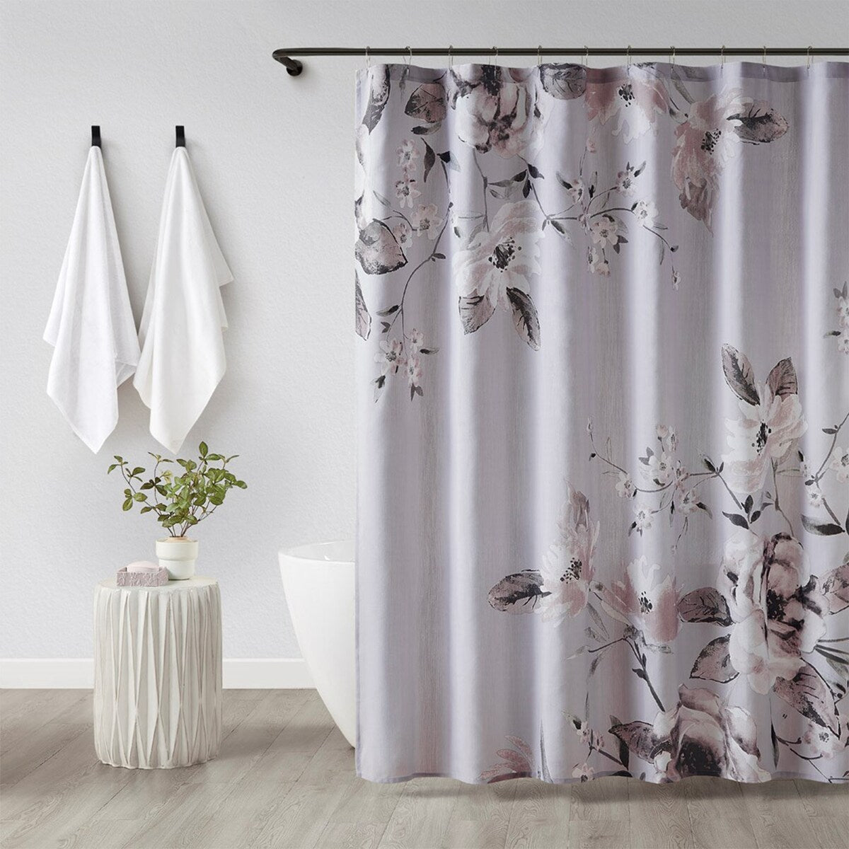 Floral Printed Cotton Shower Curtain