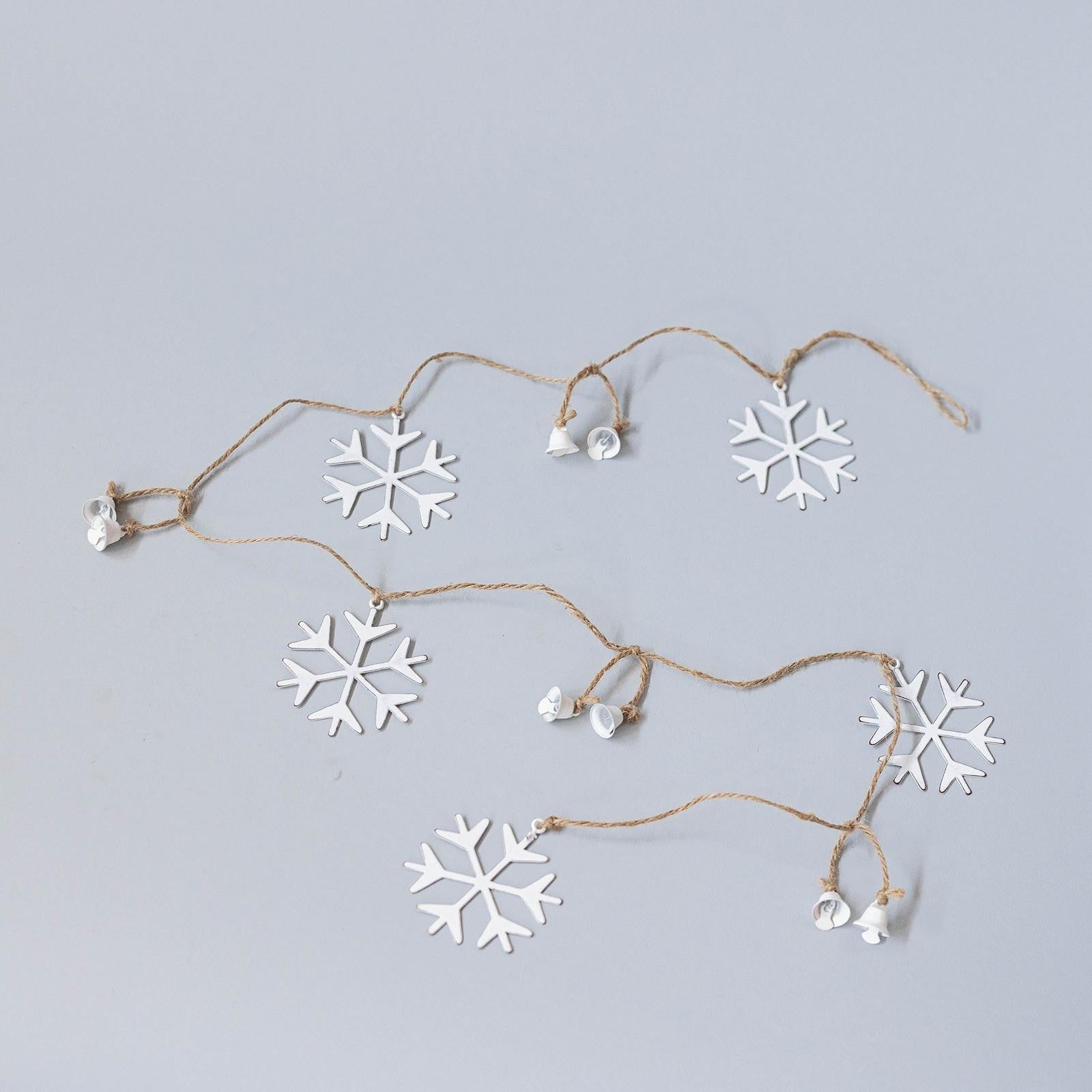 Metal Snowflakes And Bells On A String Garland - Multi