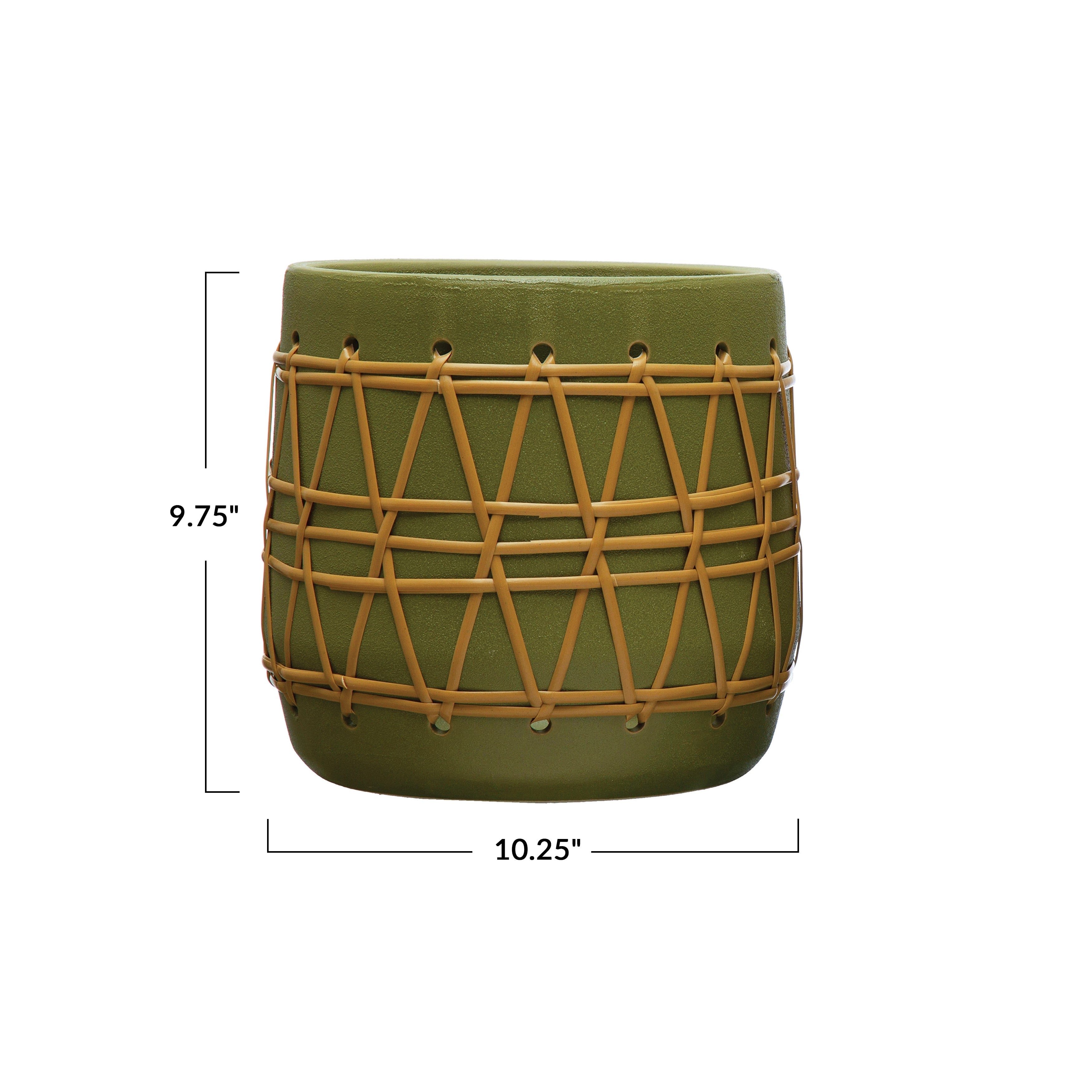 Stoneware Planter with Woven Design - 10.4L x 10.4W x 9.9H