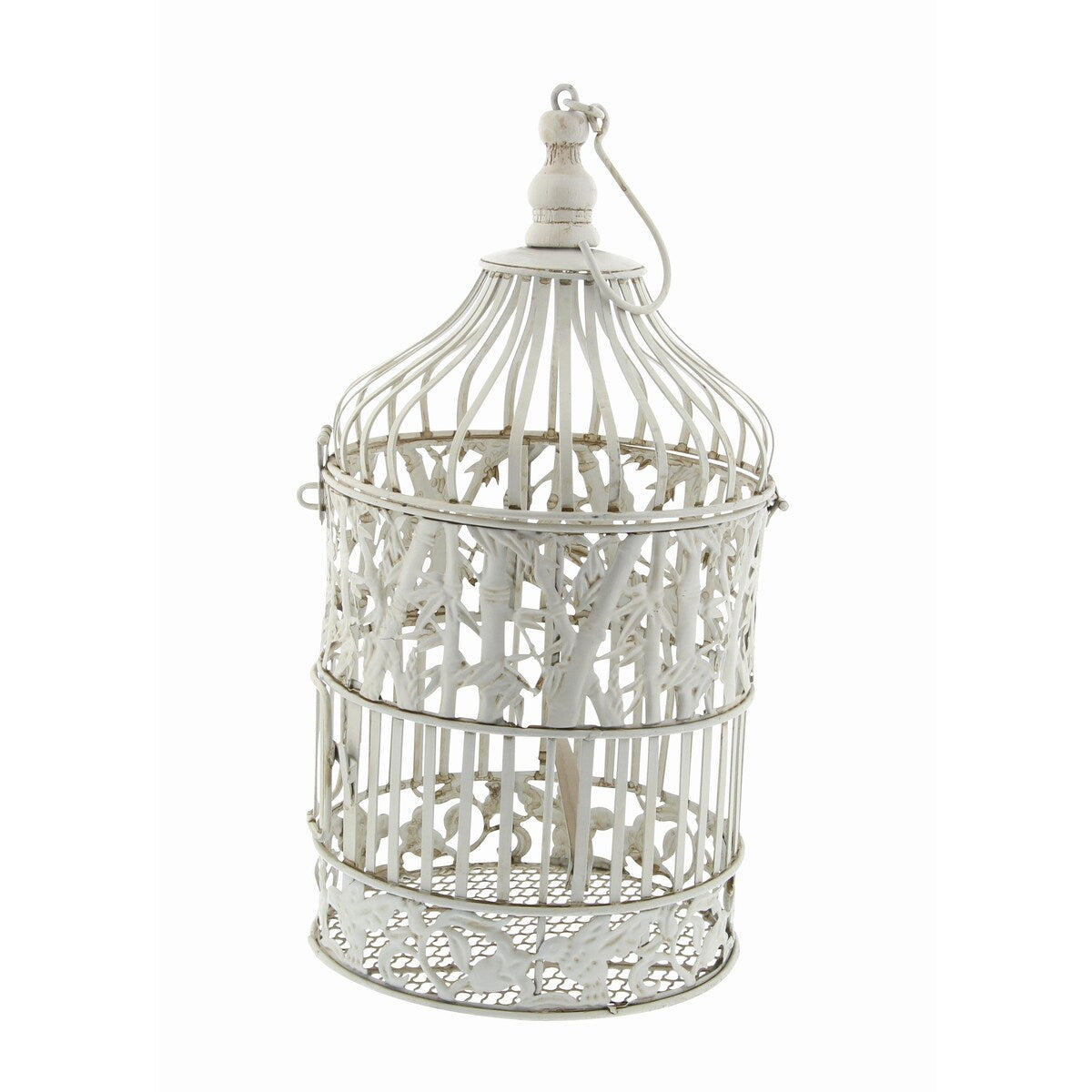 Metal Indoor Outdoor Hinged Top Birdcage with Latch Lock Closure and Hanging Hook - Set of 2 White - Roche River Decor