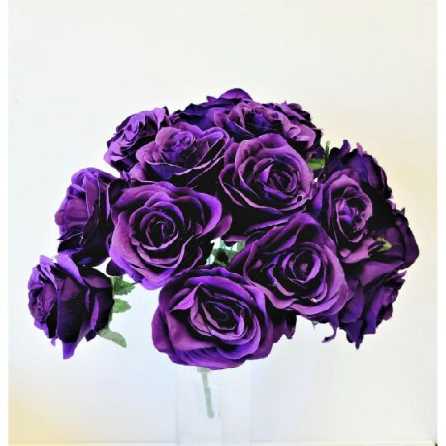 Dark Purple Rose Bush Artificial Flower