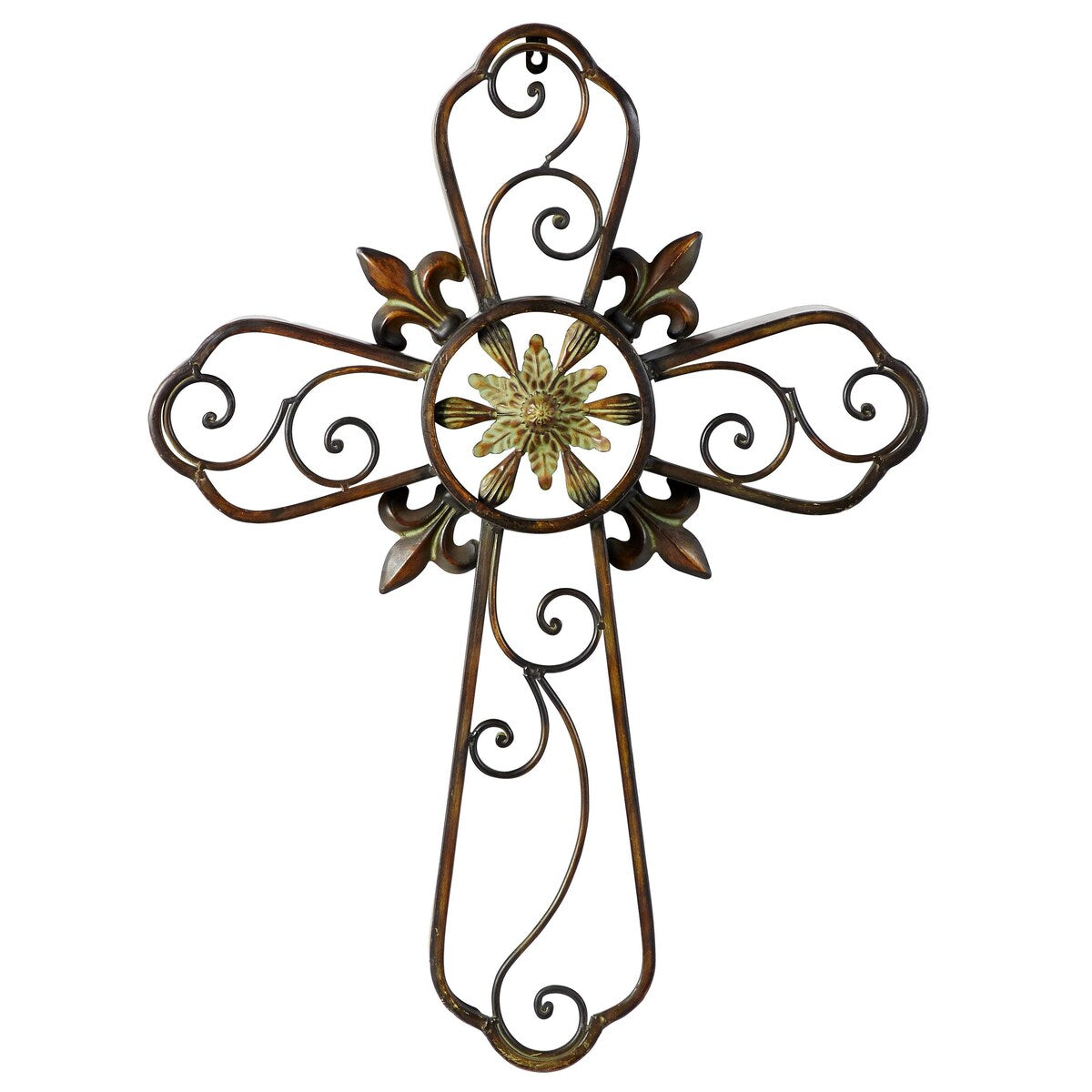 Metal Cross Scroll Home Wall Decor - Brown - Roche River Decor