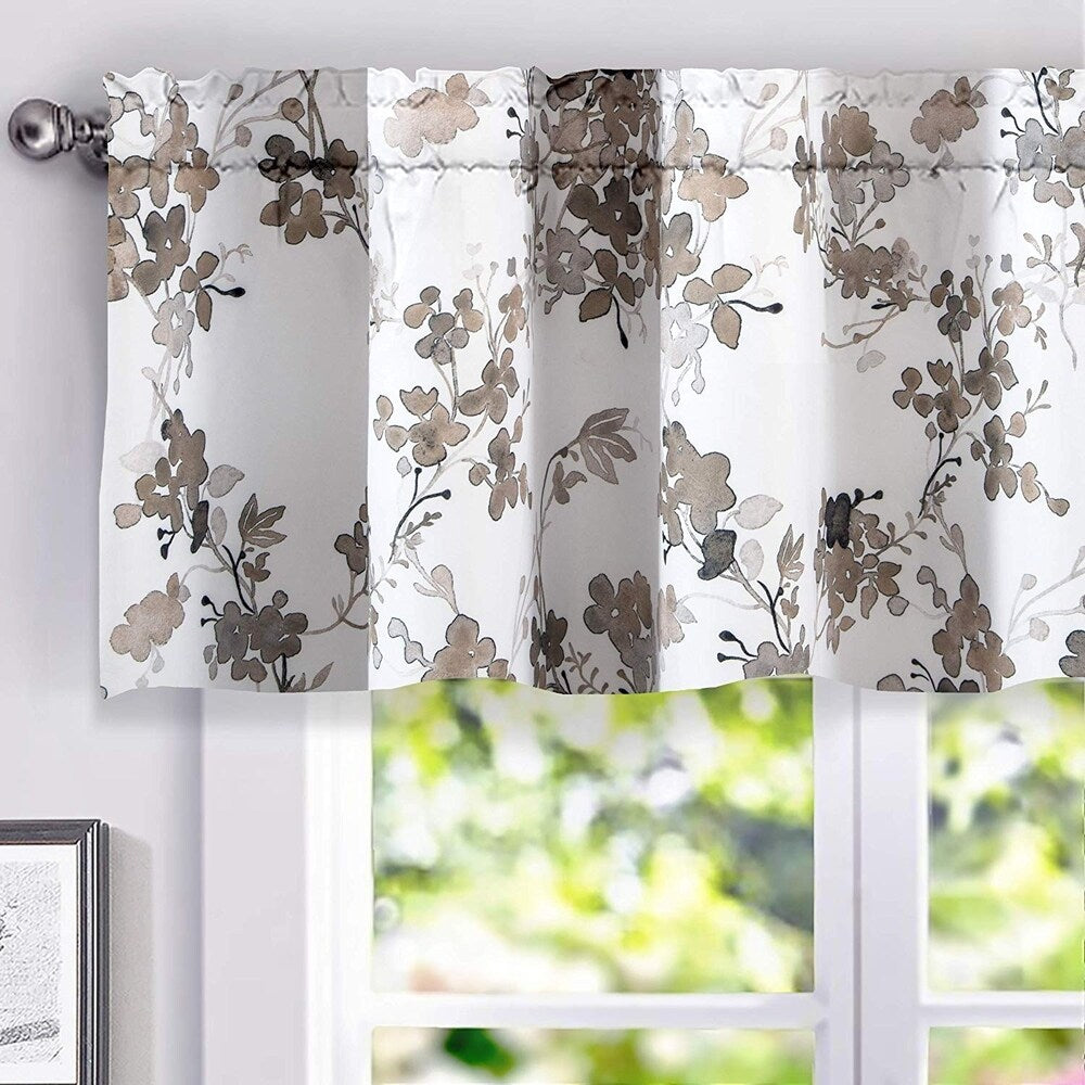 Porch & Den Oakmeadow Beige Floral Blackout Thermal Window Valance - 52 width x 18 length