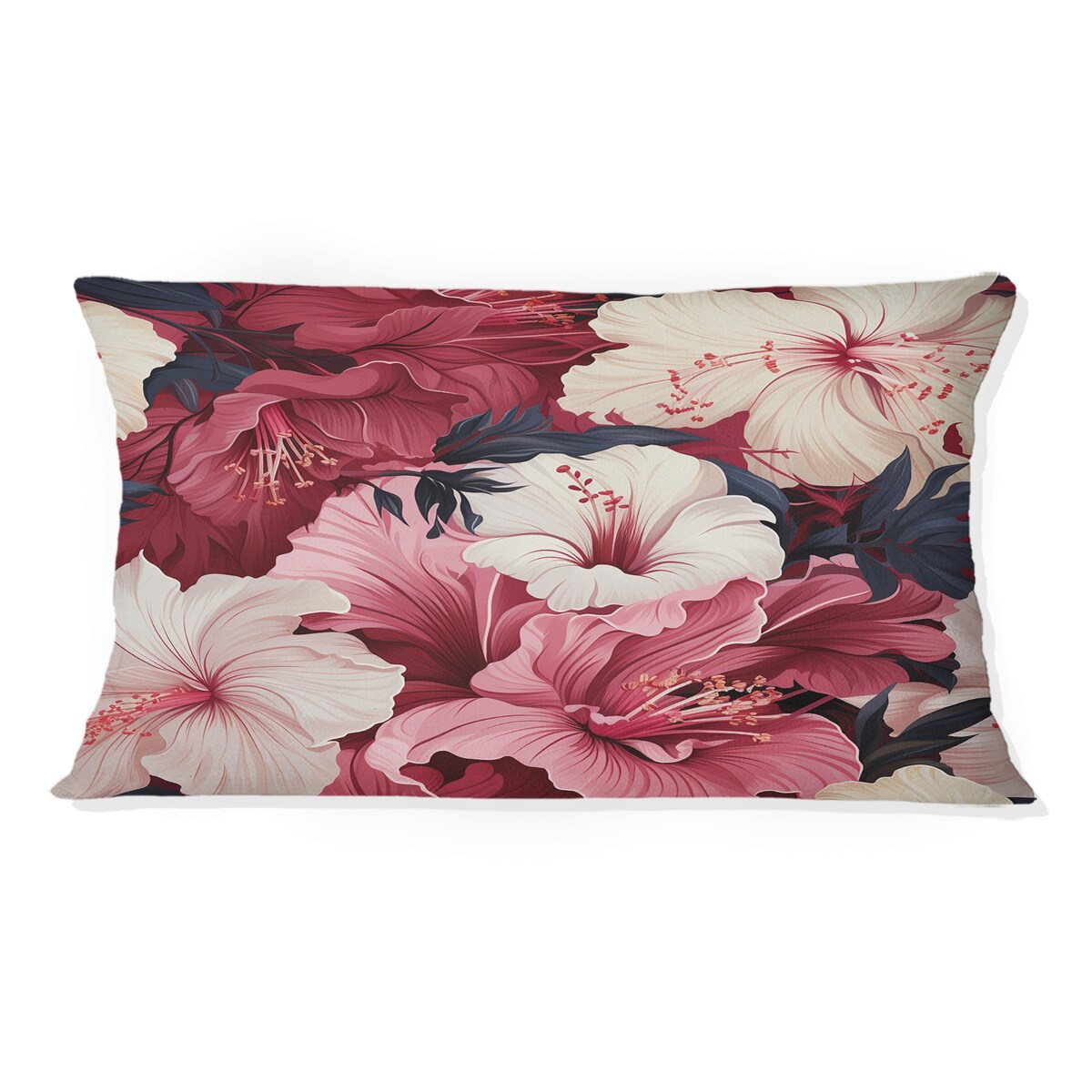 Designart Hibiscus Romance Tropical Pattern VI Tropical Printed Throw Pillow