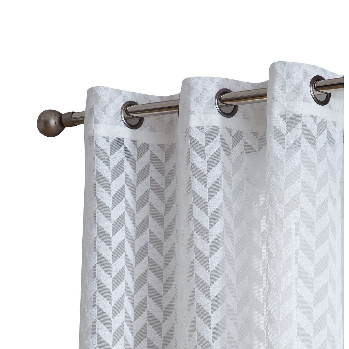 HLC.me Herringbone Lace Thick Semi Sheer Premium Grommet Top Window Curtain Panels Kids Room & Bedroom - Set of 2 Panels