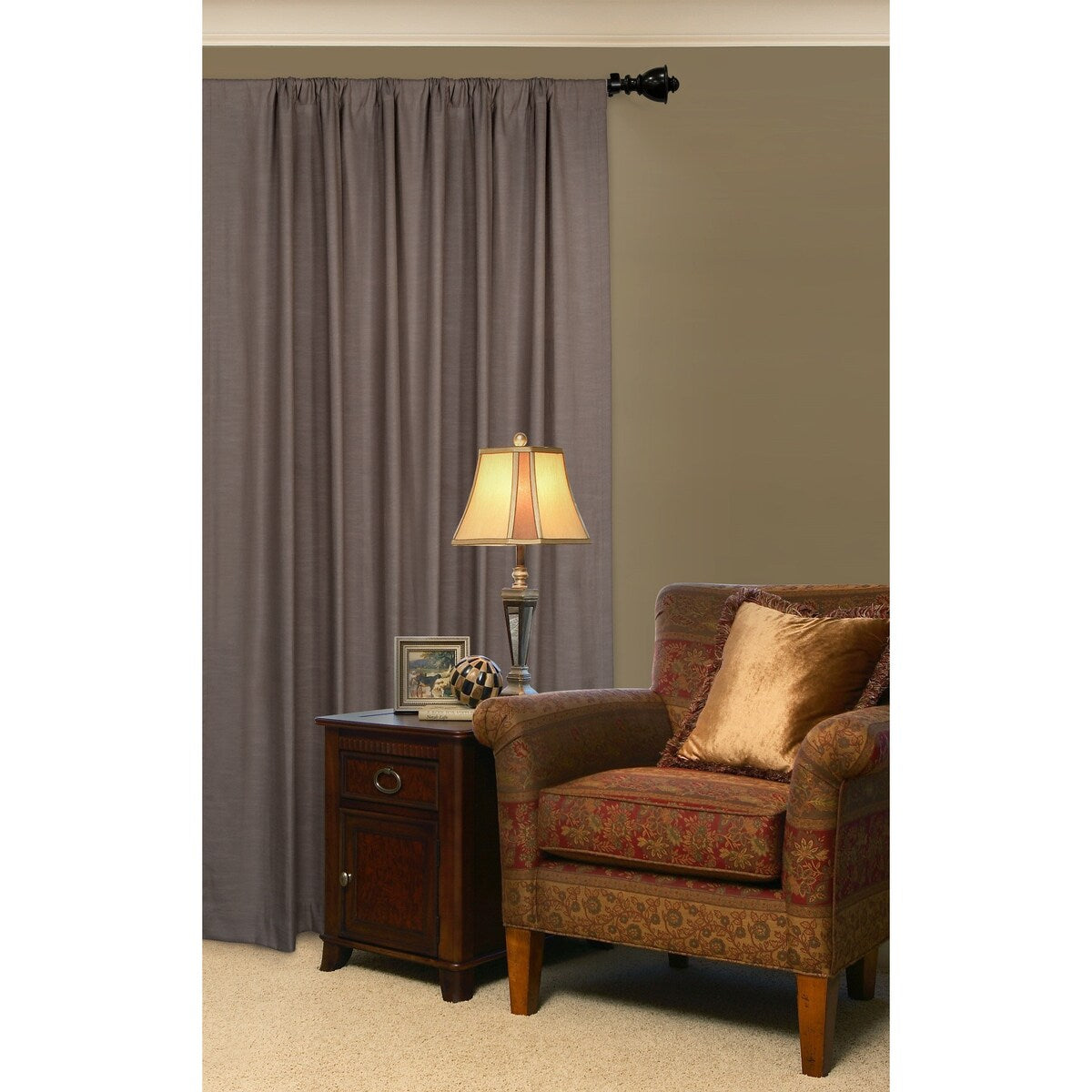 5/8 Drapery Single Curtain Rod Set with Decorative Urn Finials_Oil Rubbed Bronze