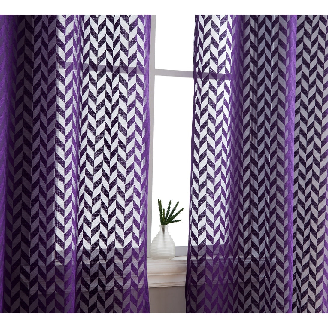 HLC.me Herringbone Lace Thick Semi Sheer Premium Grommet Top Window Curtain Panels Kids Room & Bedroom - Set of 2 Panels