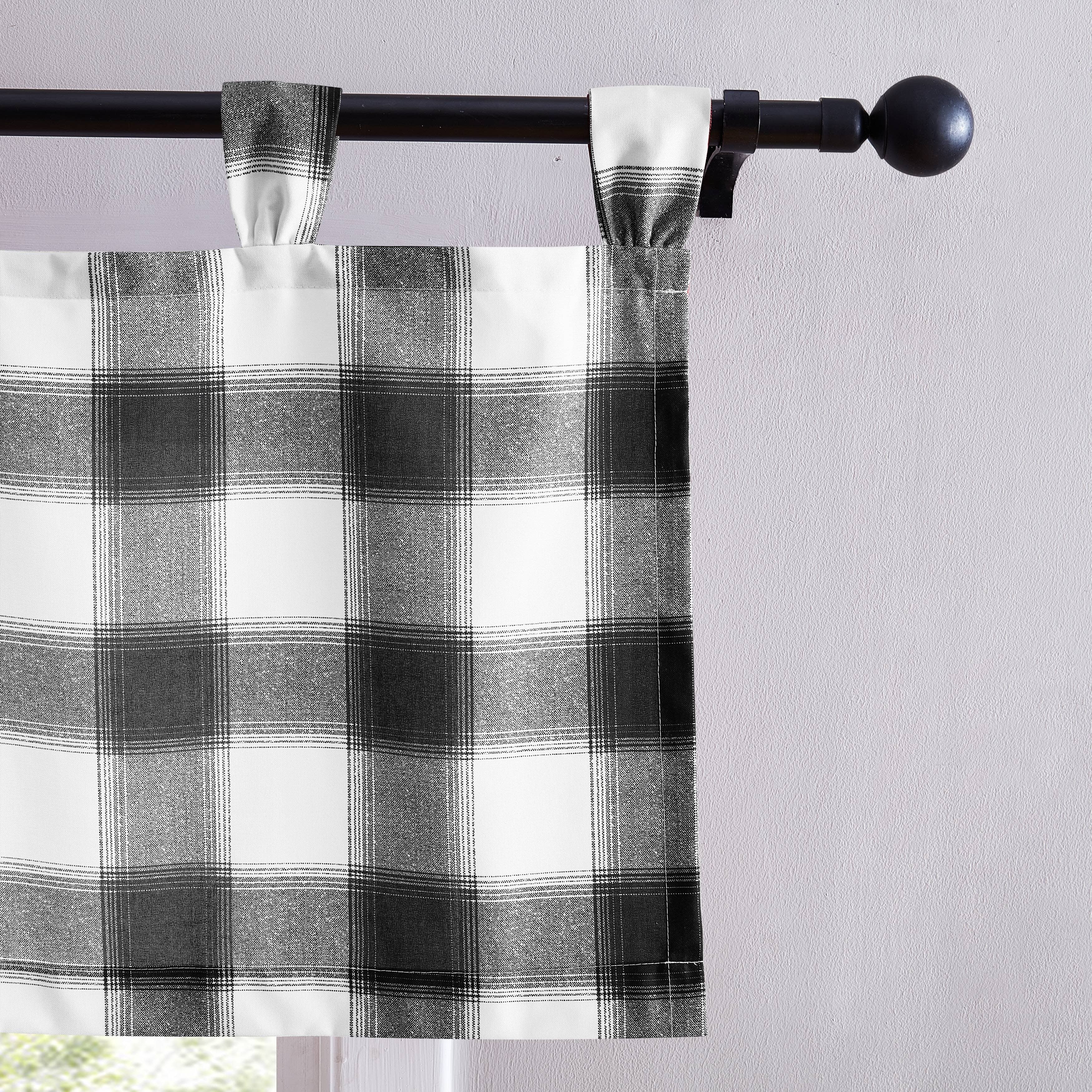 Eddie Bauer Canyon Plaid White Tab Top Window Valance - 50 x 20