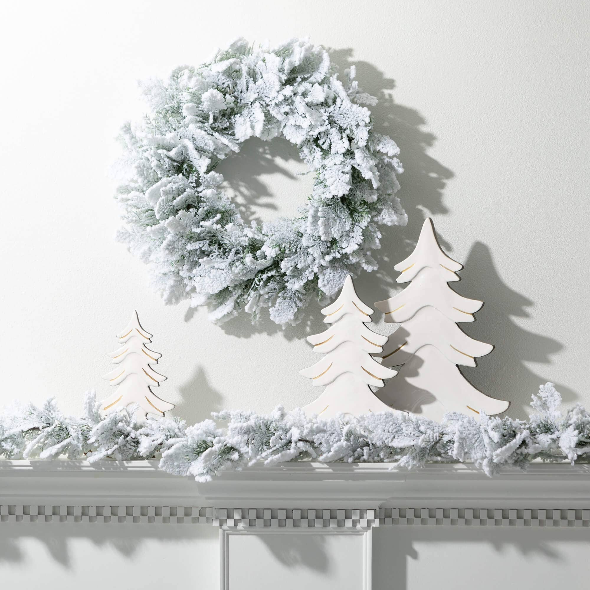 72L Sullivans Artificial Christmas Snowy Cedar Garland, Green-White