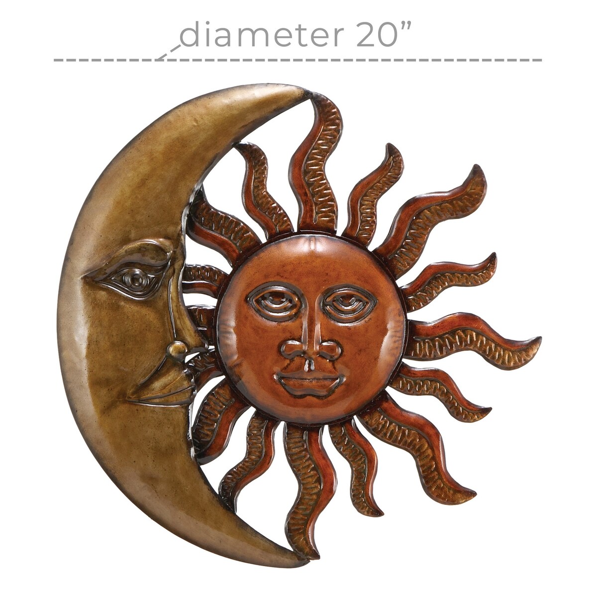 Metal Sun and Moon Indoor Outdoor Home Wall Decor - Red - Roche River Decor