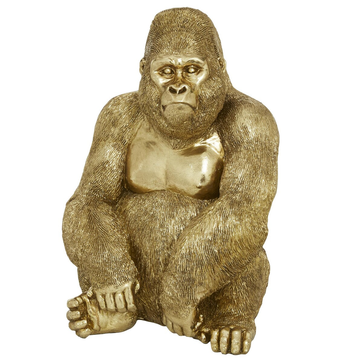 Polystone Gorilla Decorative Sculpture - Gold - Roche River Decor