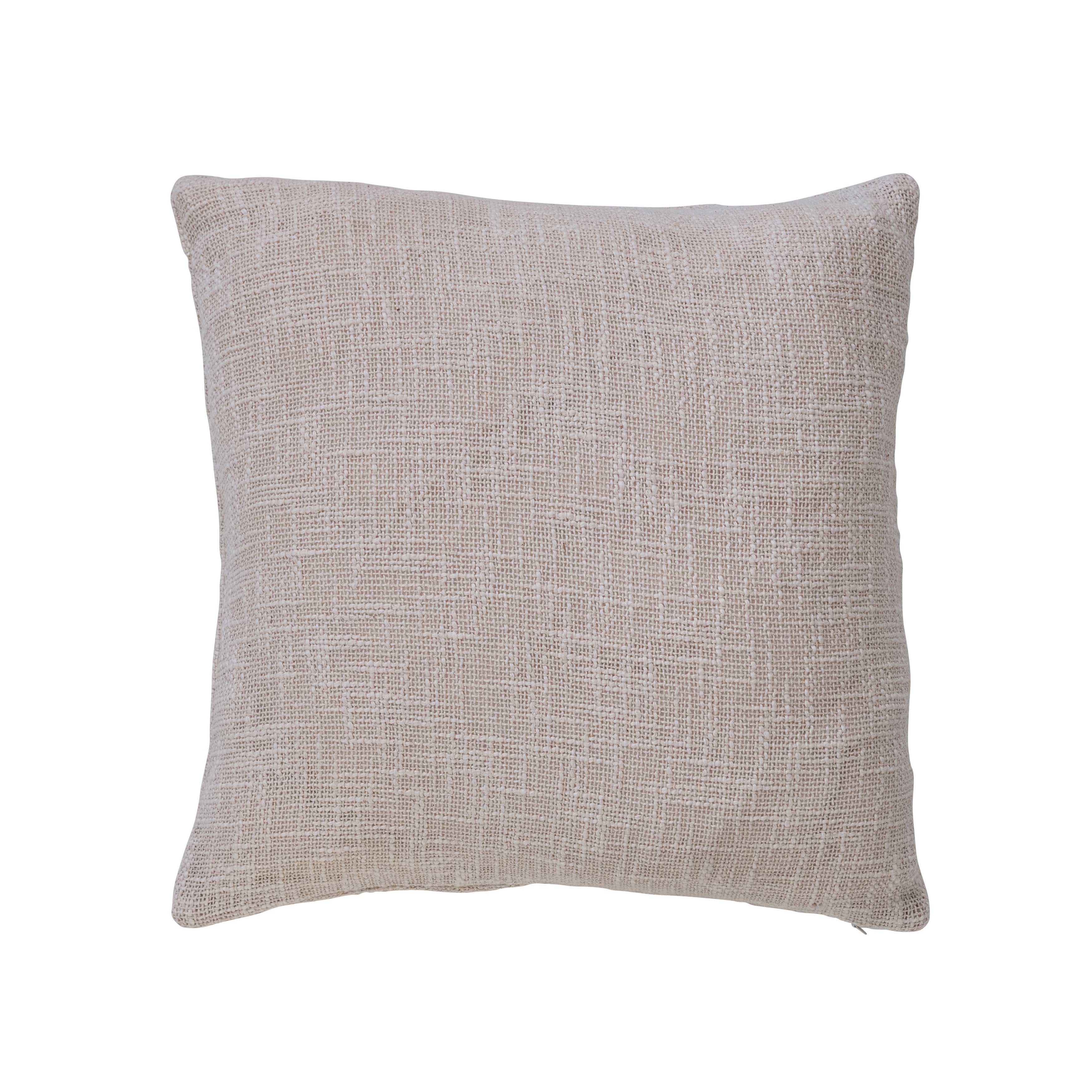 Cotton Slub Pillow with Tufted Plant Design