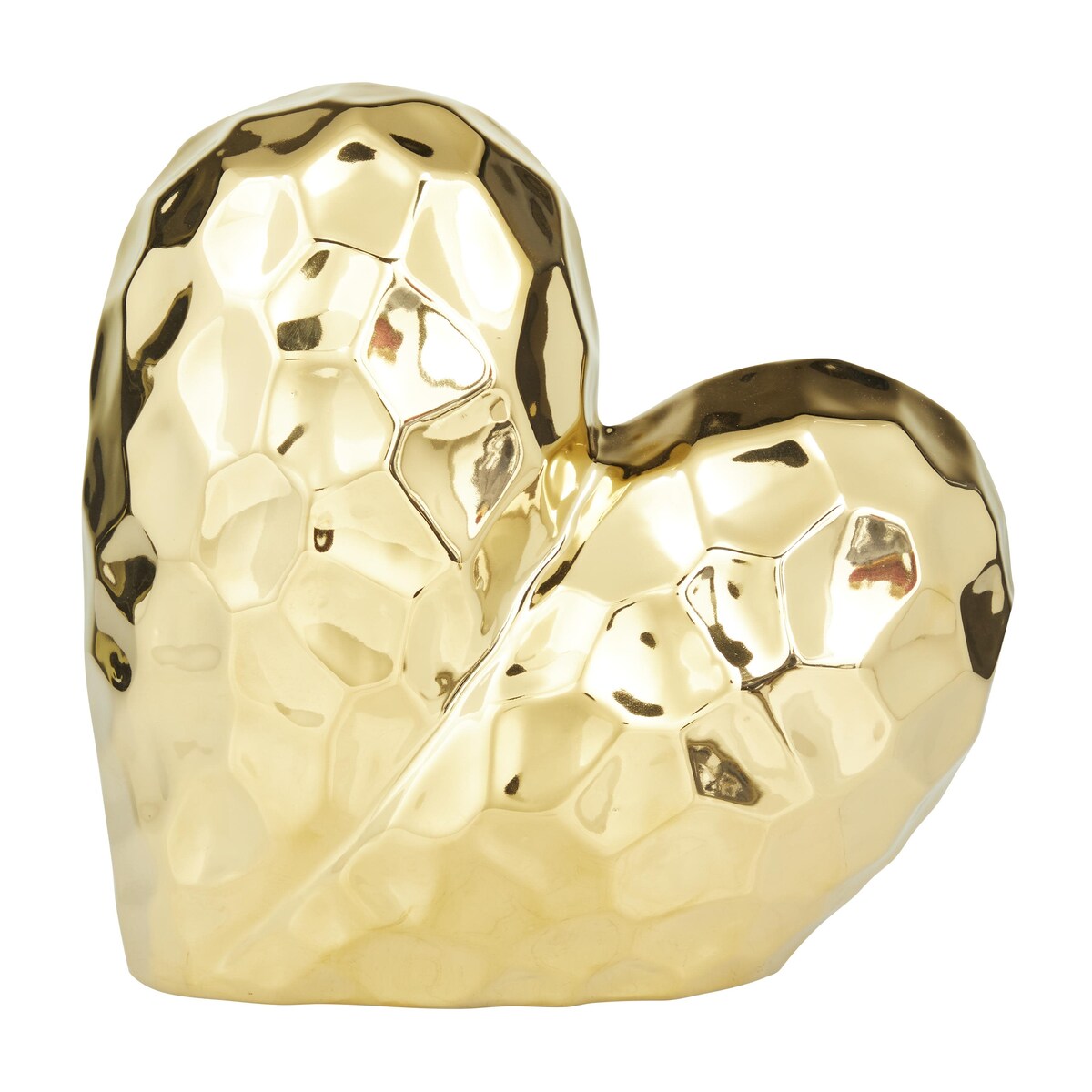 Porcelain Ceramic Heart Dimensional Angled Origami Inspired Sculpture - Gold, Silver, White or Black - Roche River Decor