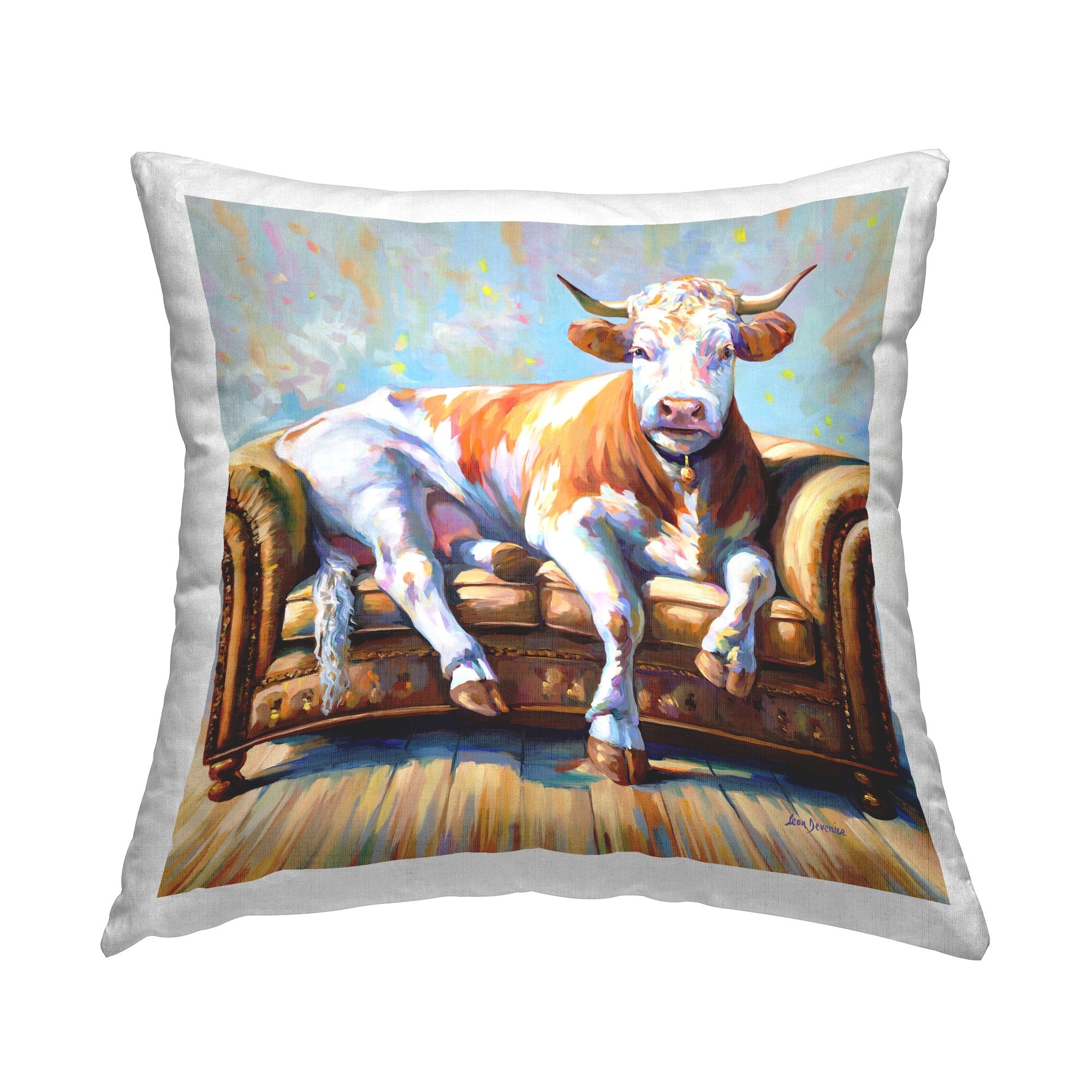 Stupell Cow's Day Off Decorative Printed Throw Pillow Design by Leon Devenice