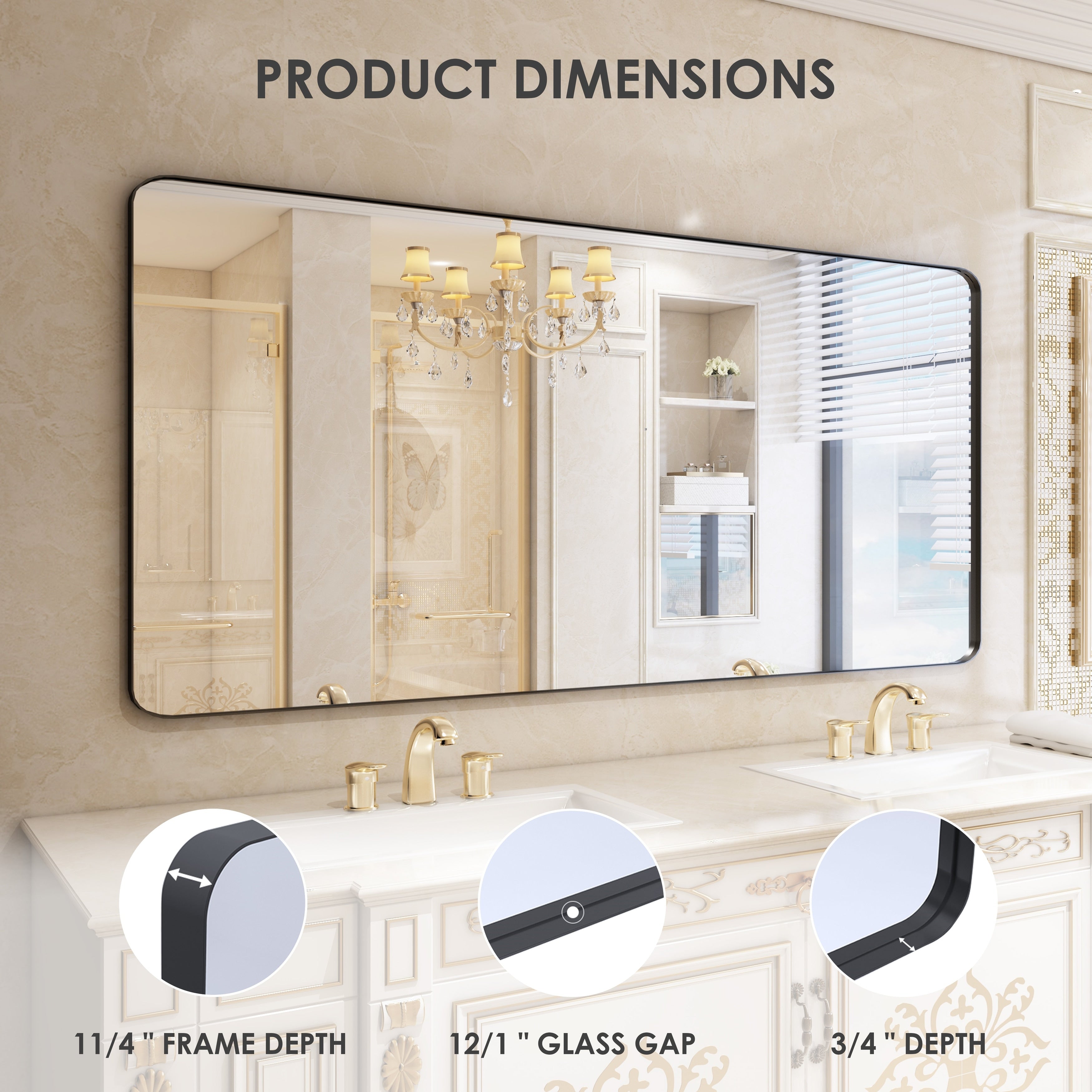 QuivaraView Rectangular Aluminum Framed Bathroom Vanity Mirror