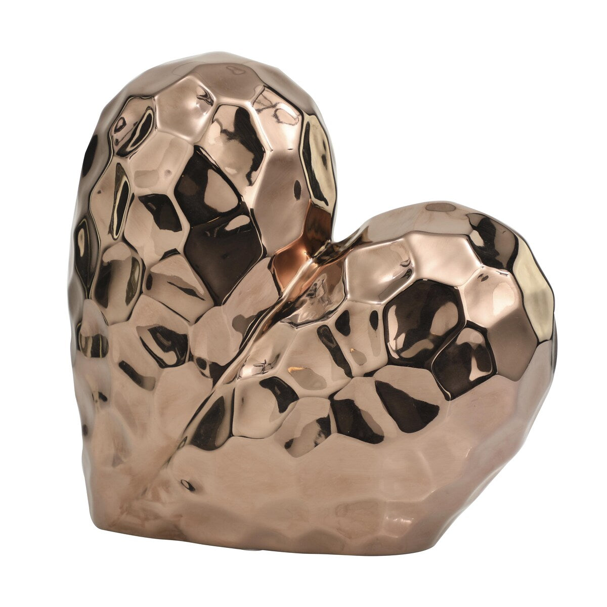 Porcelain Ceramic Heart Dimensional Angled Origami Inspired Sculpture - Gold, Silver, White or Black - Roche River Decor