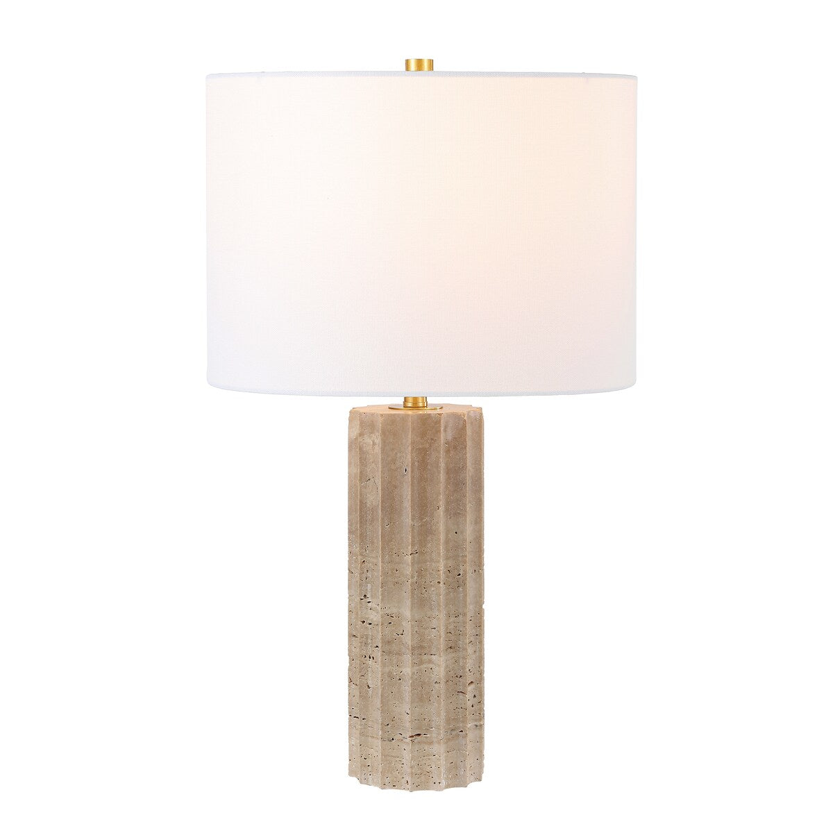 SAFAVIEH Lighting Annedorle Travertine 24-inch Table Lamp (LED Bulb Included) - 14 In. W x 14 In. D x 23.5 In. H - 14Wx14Dx24H