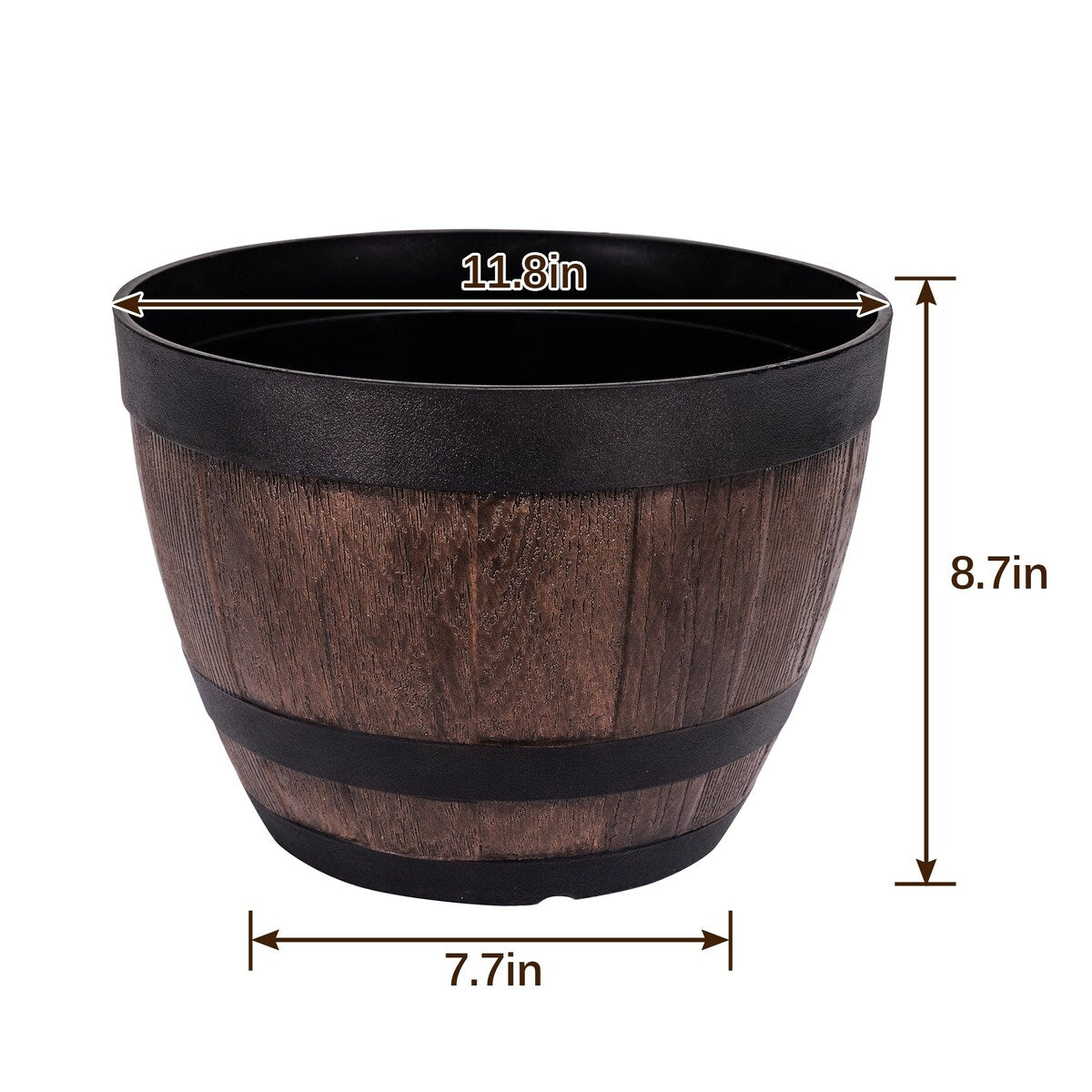 Javlergo (9/11.3/13) 3-Pack Planter, Plastic Whiskey Barrel Planter Decoration Flower Pots with Drainage Holes & Saucer - 13