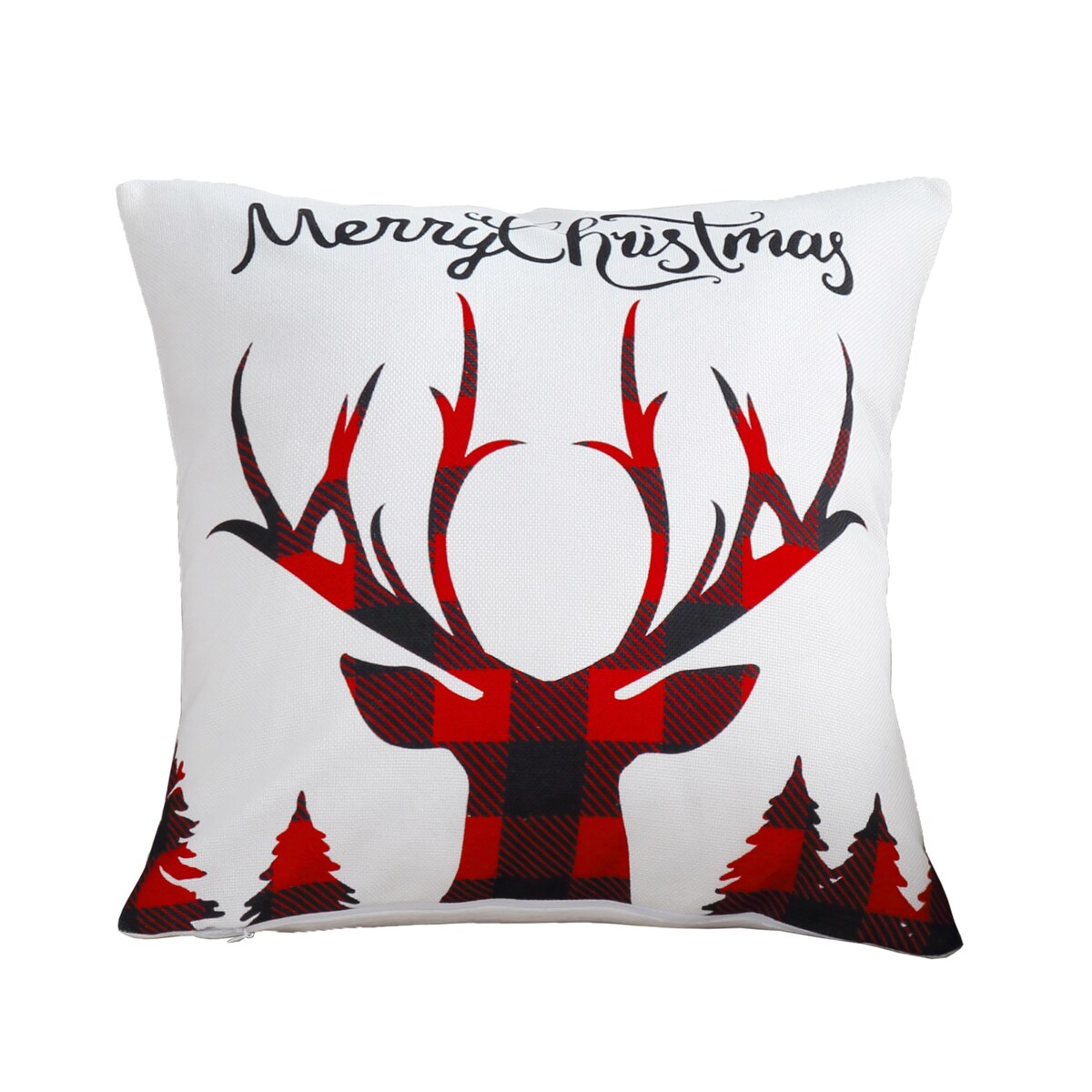 Marina Decoration Printed Christmas Cushion Cover Set Modern Decorative Throw Xmas Pack of 4 18x18 Inch, Rustic Red Black Plaid