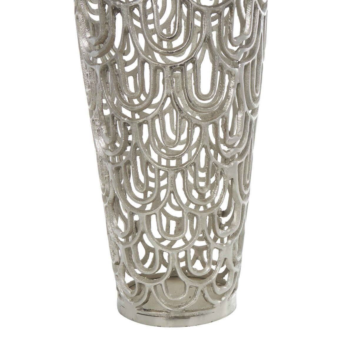 Aluminum Metal Geometric Tall Art Deco Inspired Arched Decorative Vase - Gold or Silver - Roche River Decor