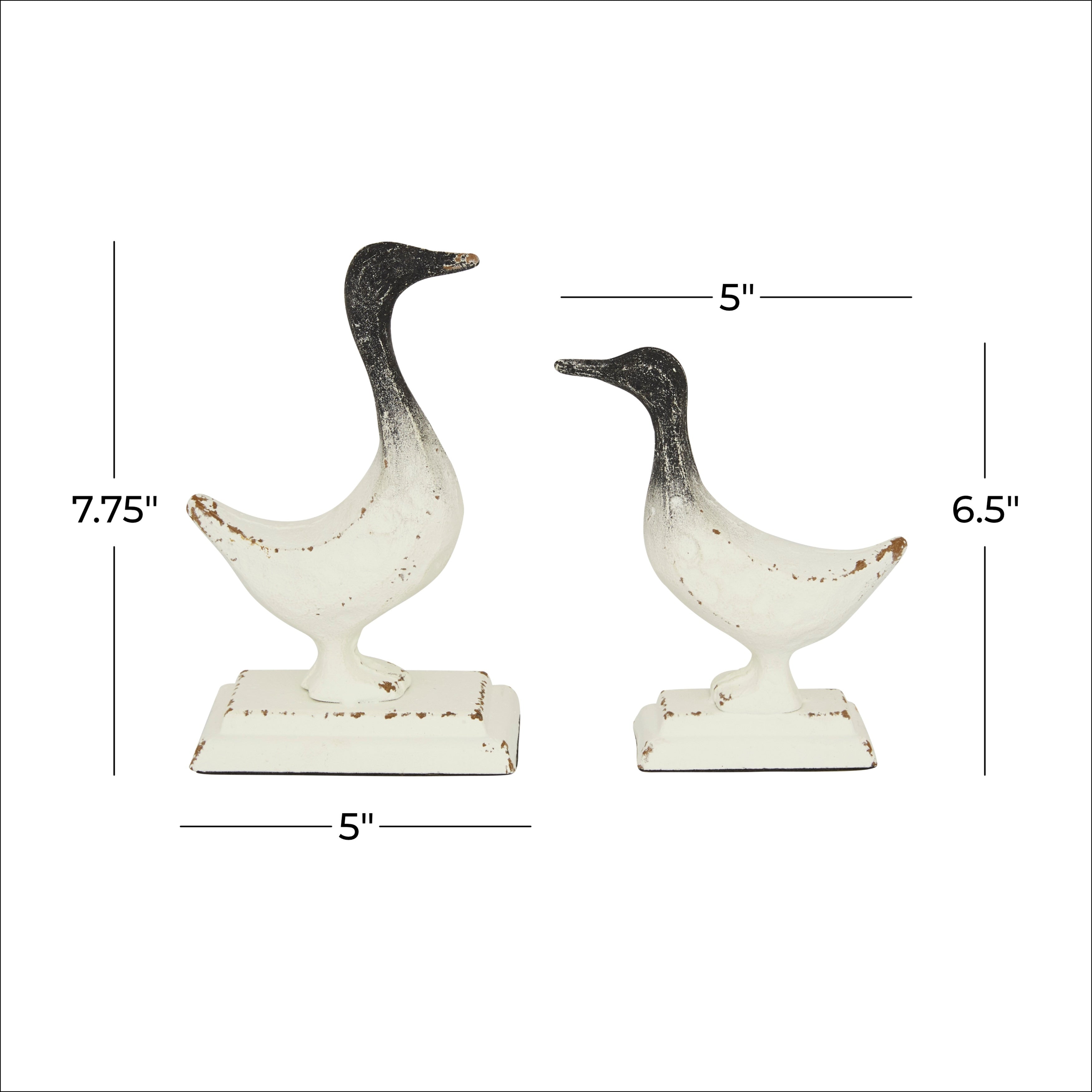 Black Iron Coastal Sculpture Bird (Set of 2) - 5 x 3 x S/2 6.5, 7.75H